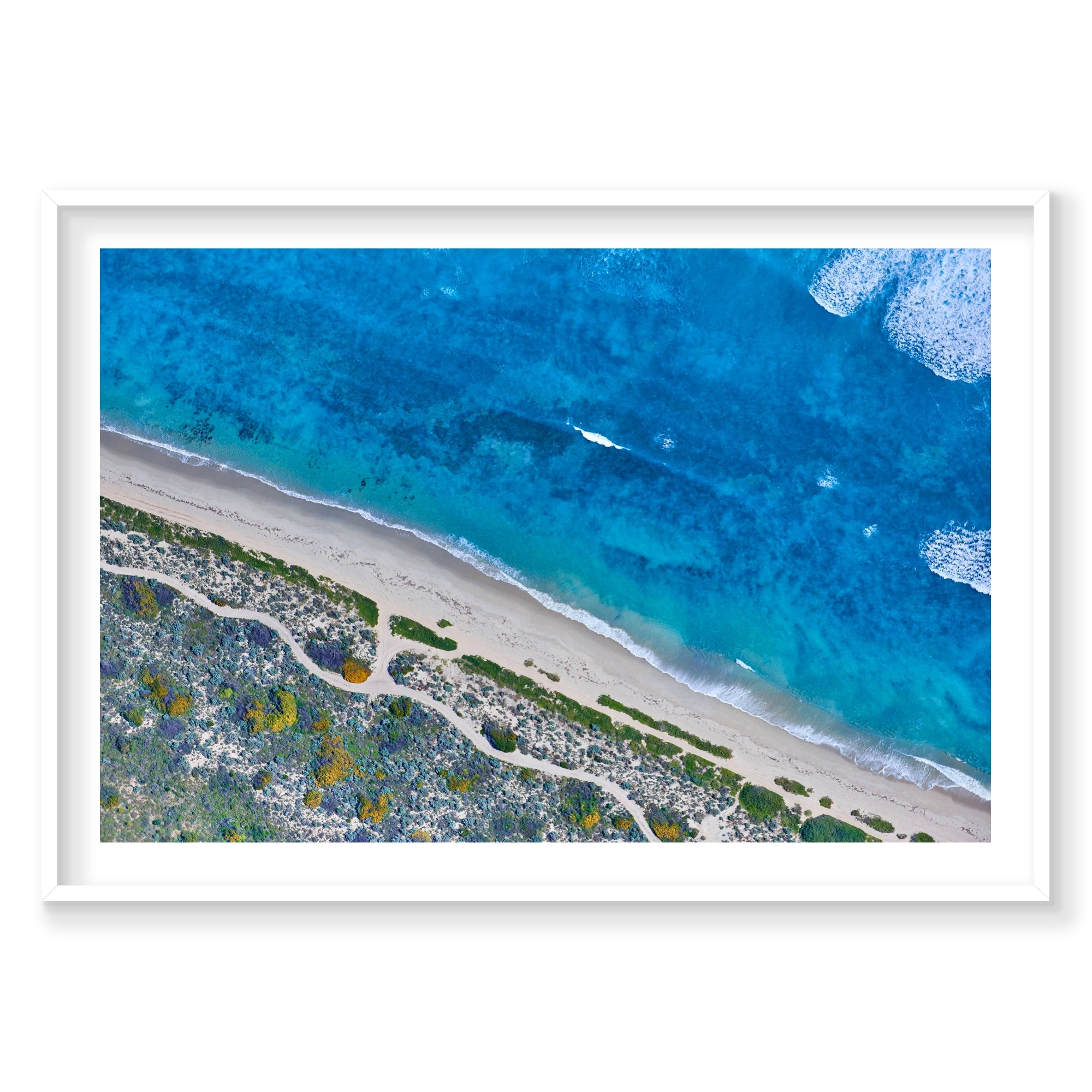 Clear Blue, Kalbarri, Horizontal Print, white Victorian Ash frame