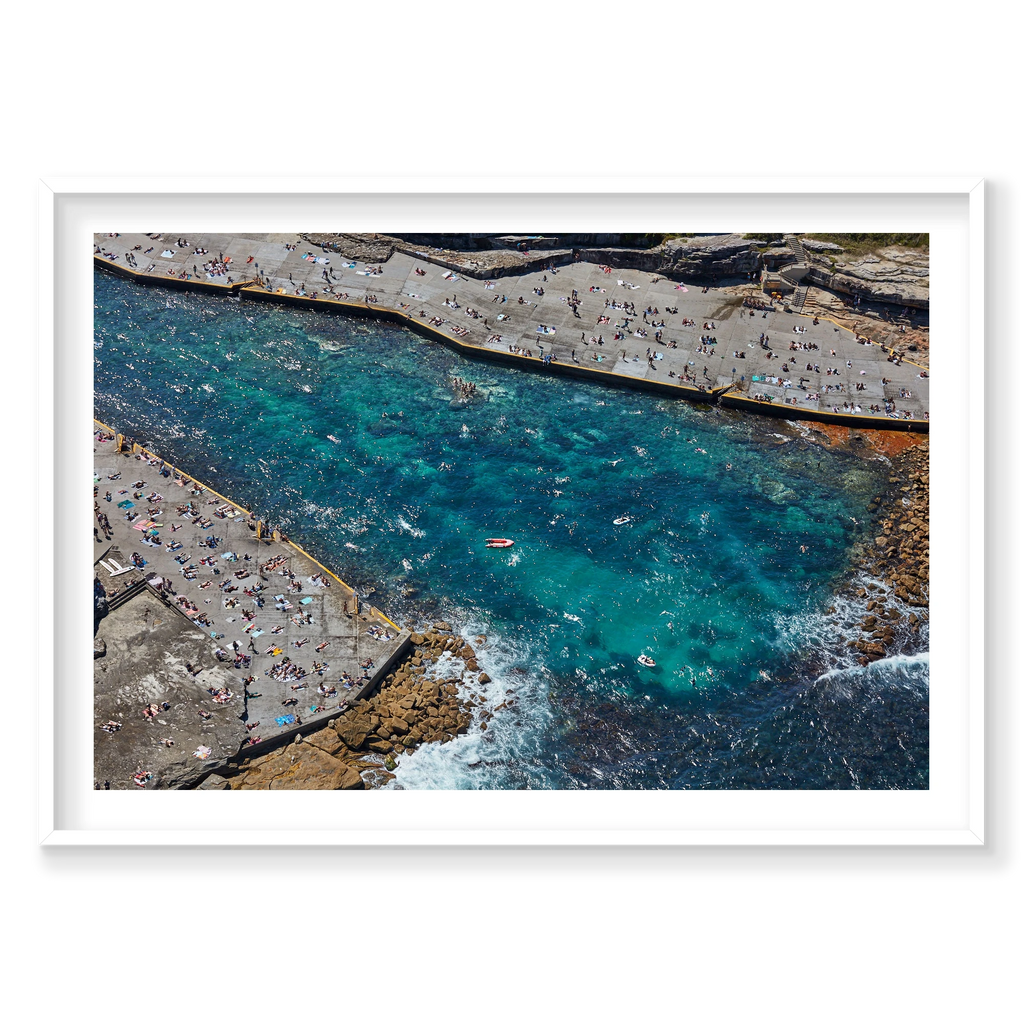 Clovelly Bay, Horizontal Print, white Victorian Ash frame