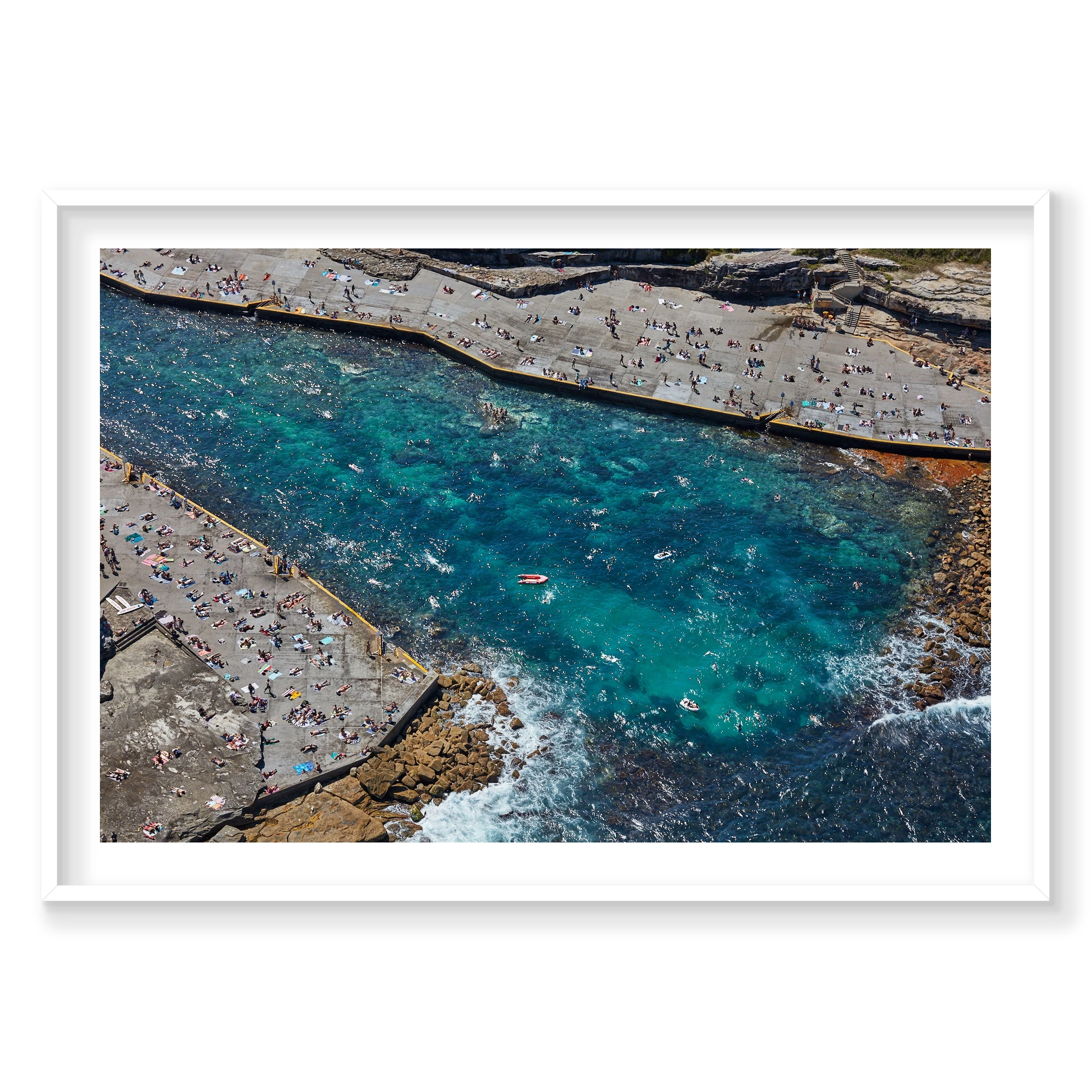 Clovelly Bay, Horizontal Print, white Victorian Ash frame