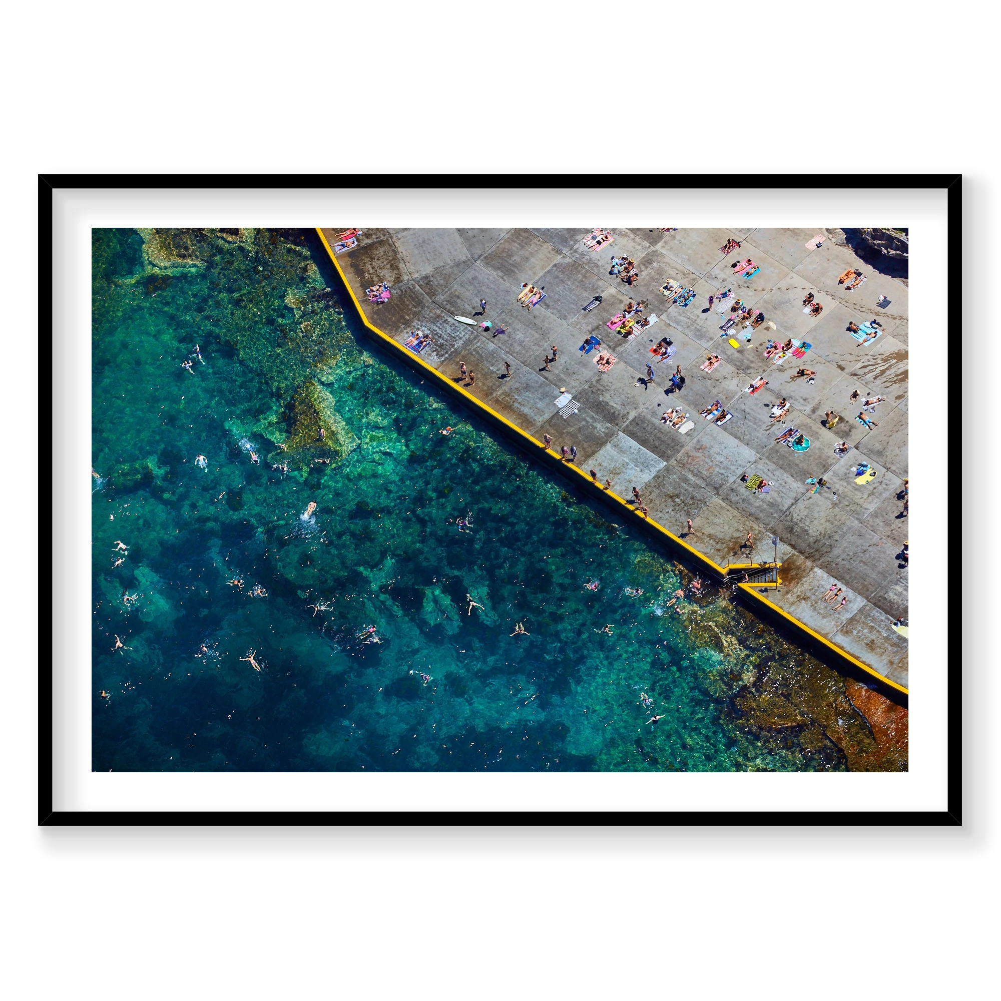 Clovelly Beach, Horizontal Print, black Victorian Ash frame