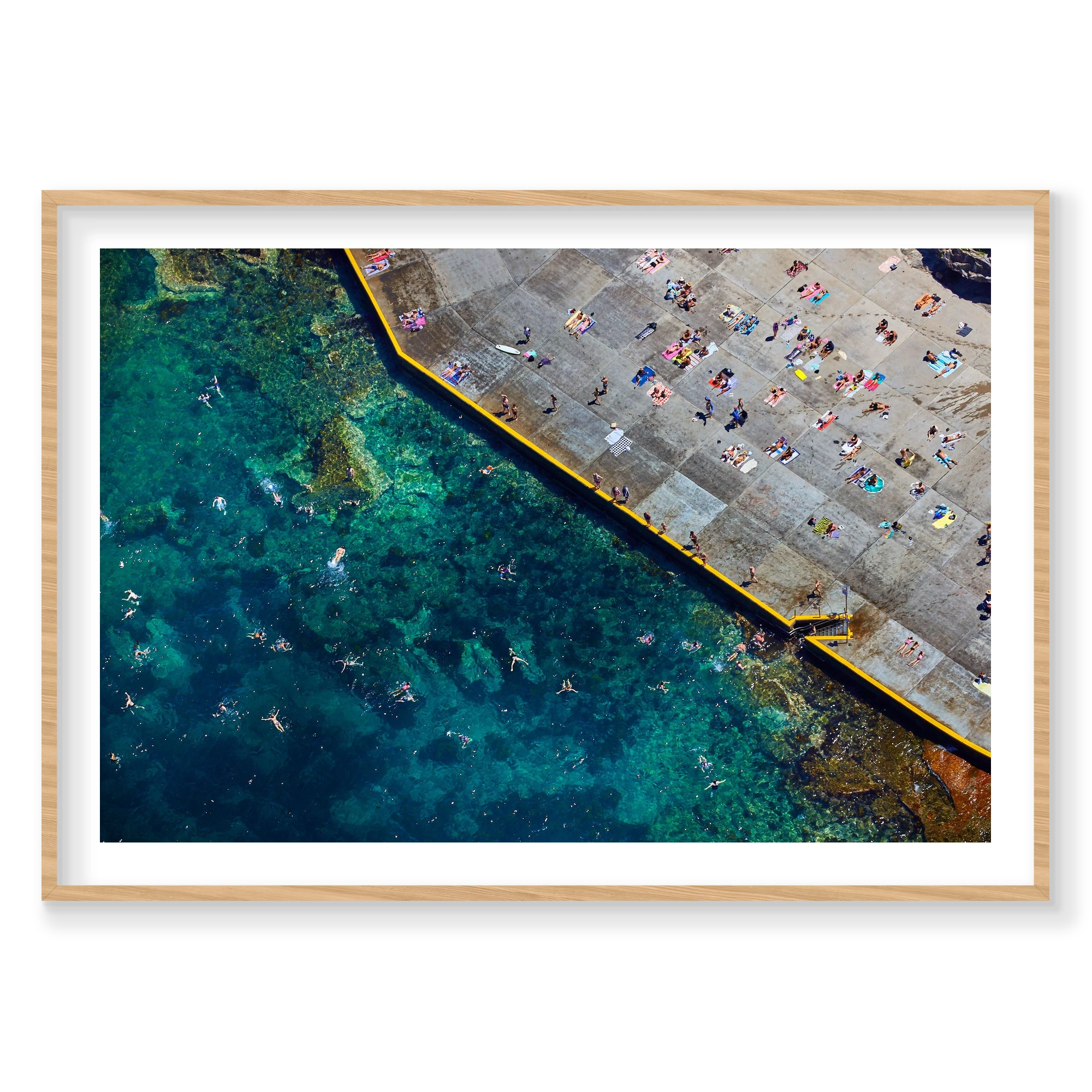 Clovelly Beach, Horizontal Print, natural Victorian Ash frame