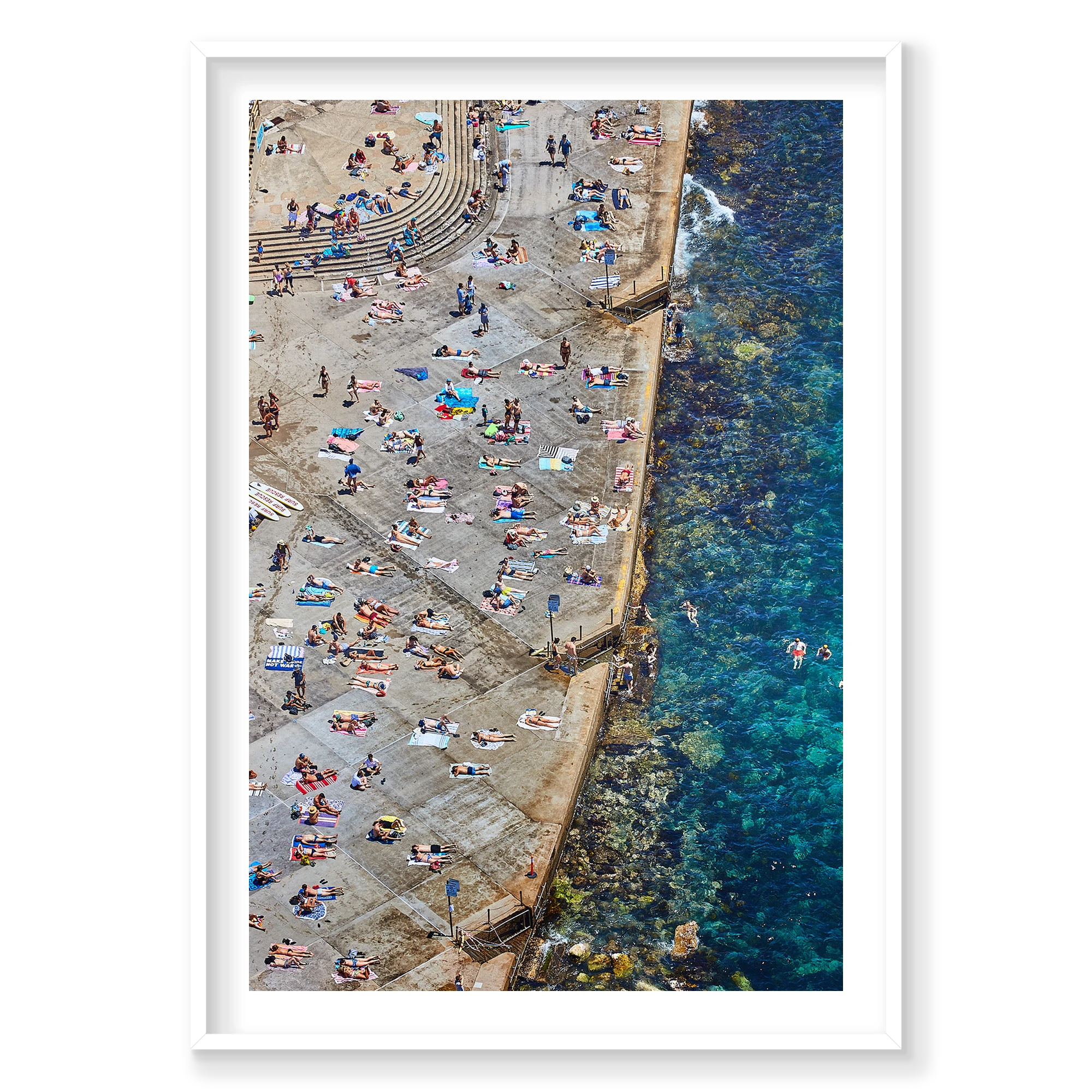 Clovelly Stairs, Portrait Print, white Victorian Ash frame