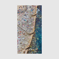 Aerial view of Clovelly Beach Sydney with sunbathers and turquoise water, quick-dry beach towel by Remy Gerega