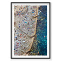 Aerial view of Clovelly Stairs beach with sunbathers and turquoise water, photography print by Remy Gerega