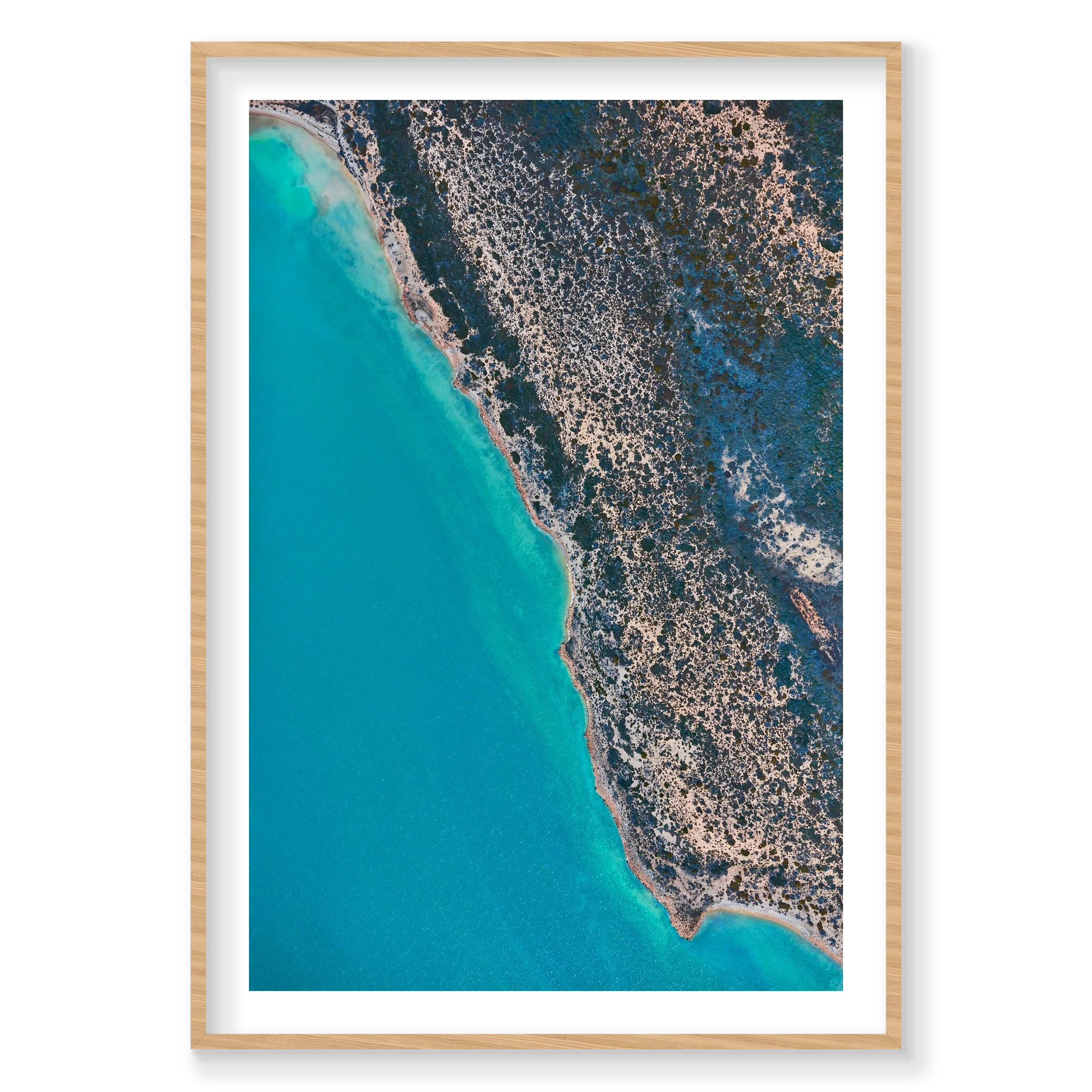 Coastline, Carrarang, Vertical Print, natural Victorian Ash frame
