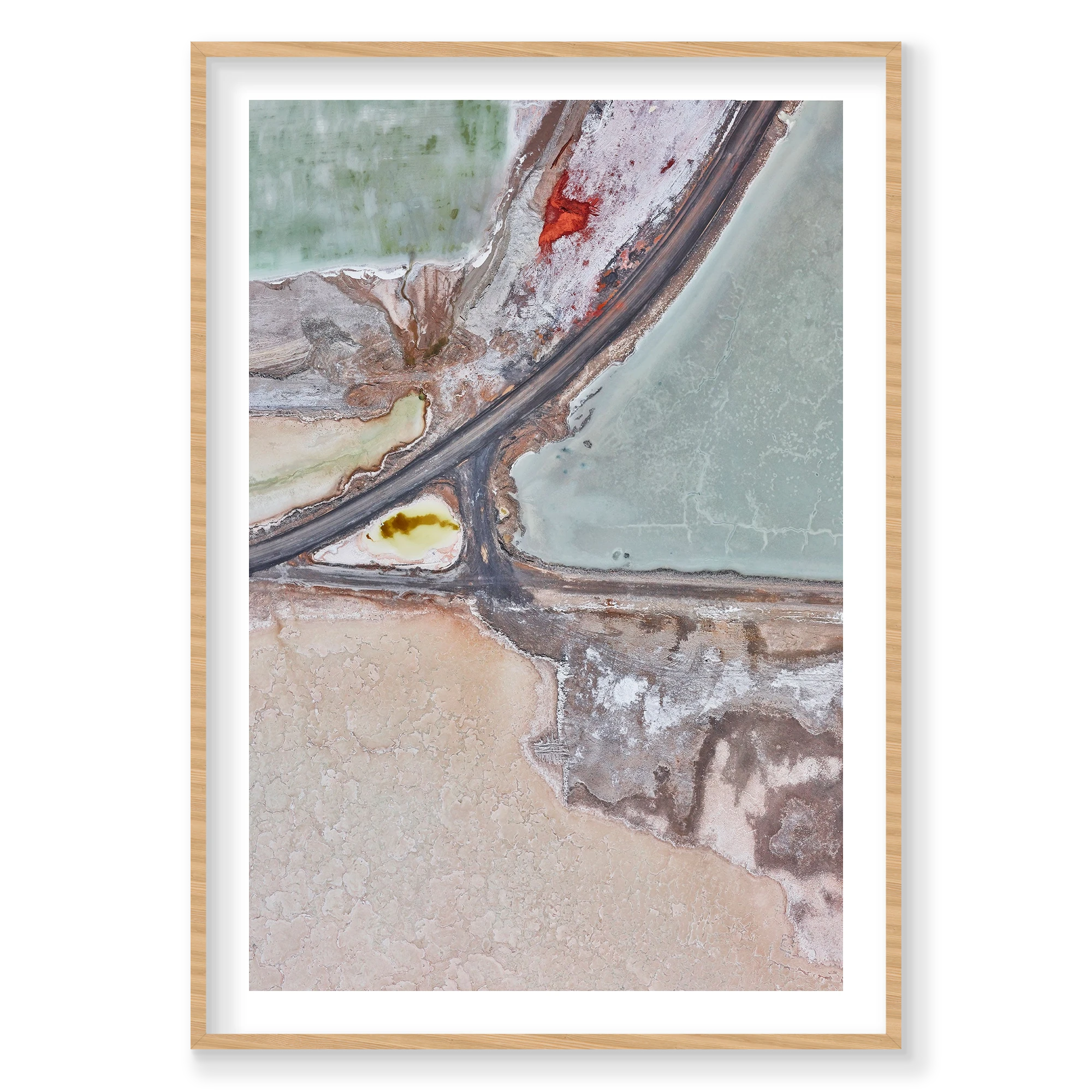 Extraction, Great Salt Lake, Vertical Print, natural Victorian Ash frame