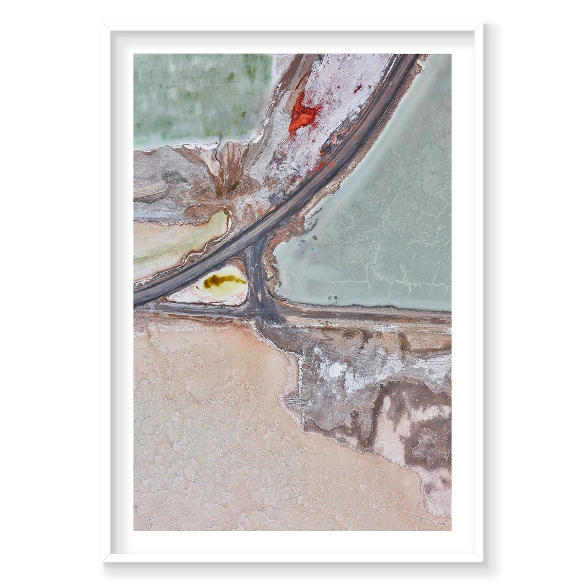 Extraction, Great Salt Lake, Vertical Print, white Victorian Ash frame