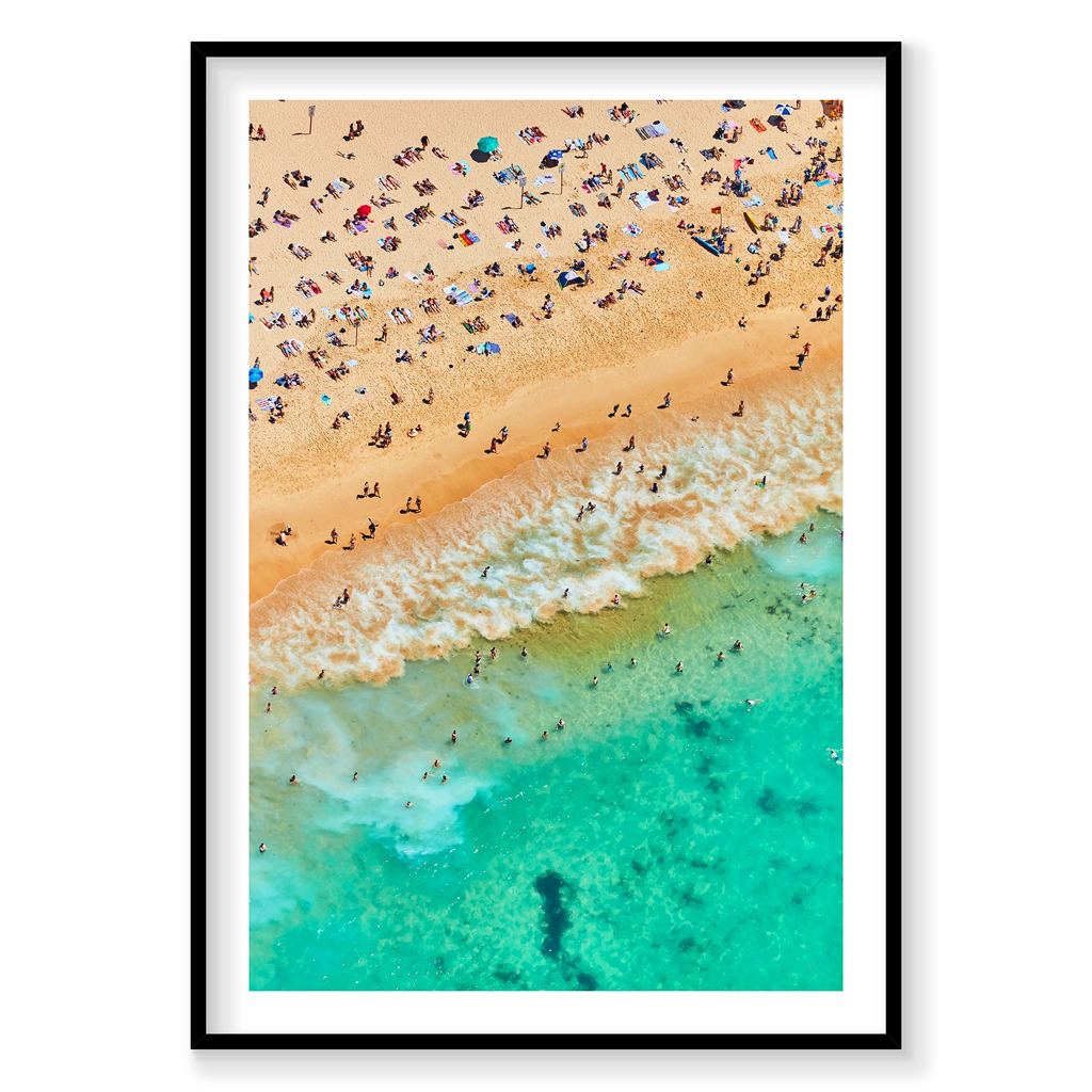 Coogee Beach, Vertical Print, black Victorian Ash frame