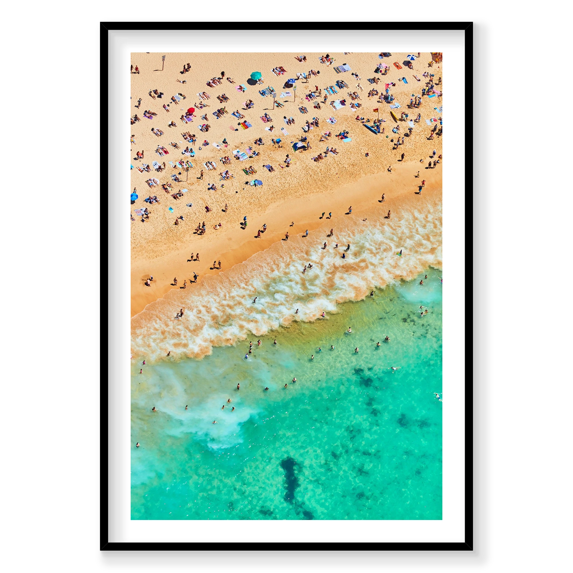 Coogee Beach, Vertical Print, black Victorian Ash frame