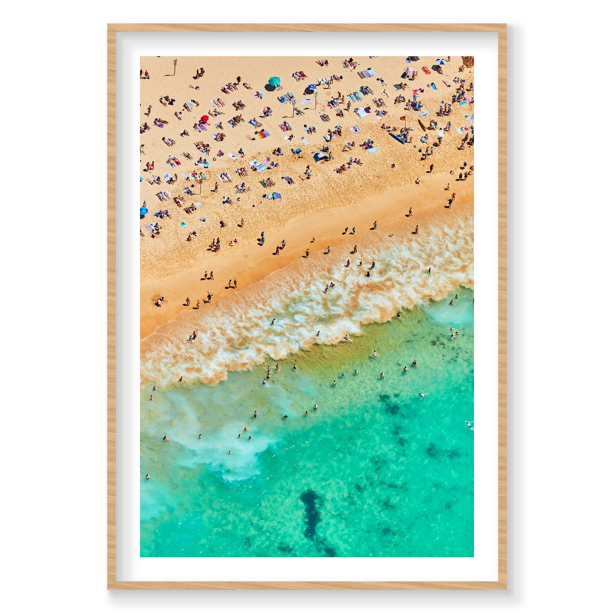 Coogee Beach, Vertical Print, natural Victorian Ash frame