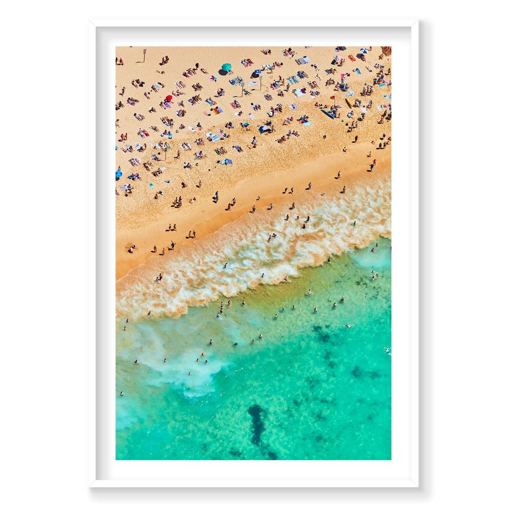 Coogee Beach, Vertical Print, white Victorian Ash frame