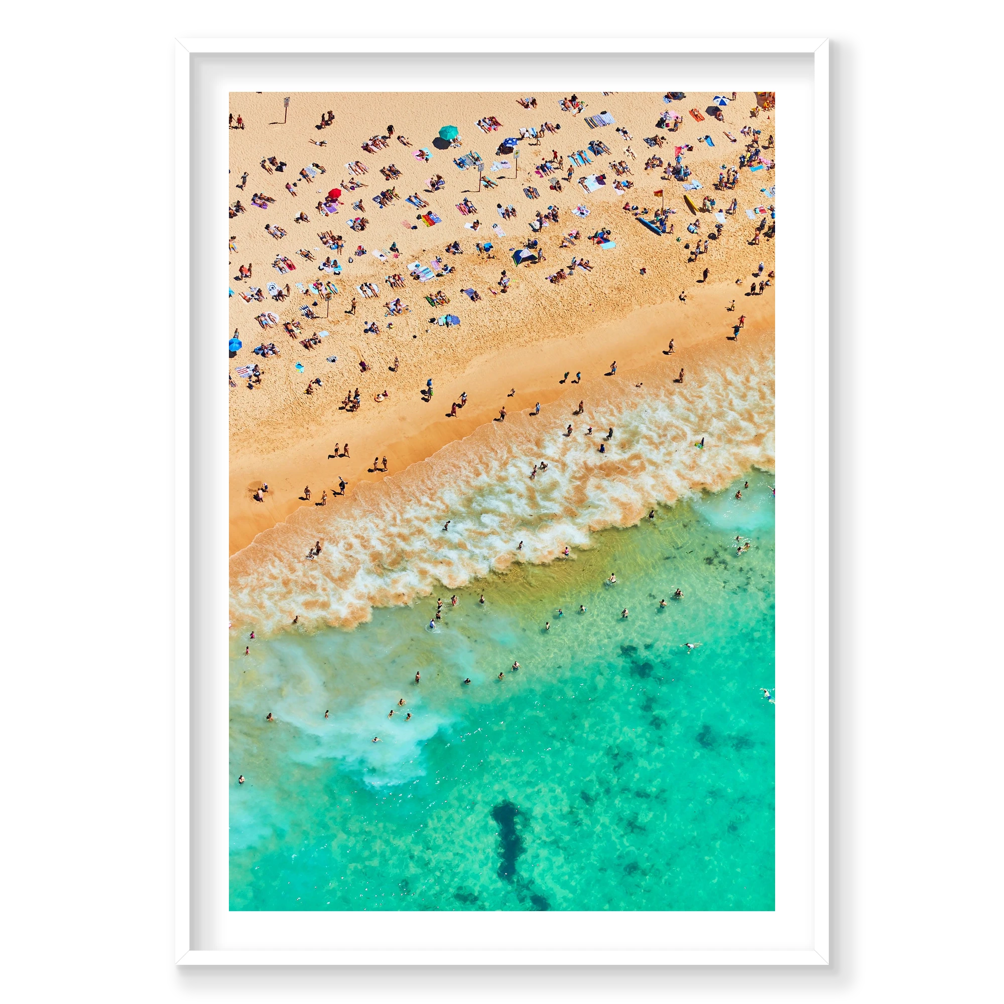 Coogee Beach, Vertical Print, white Victorian Ash frame