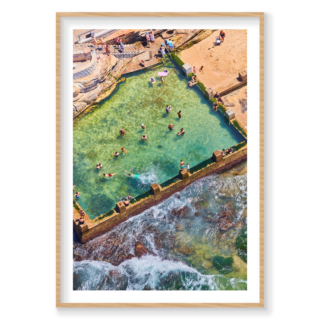 Coogee Ocean Pool, Vertical Print, natural Victorian Ash frame