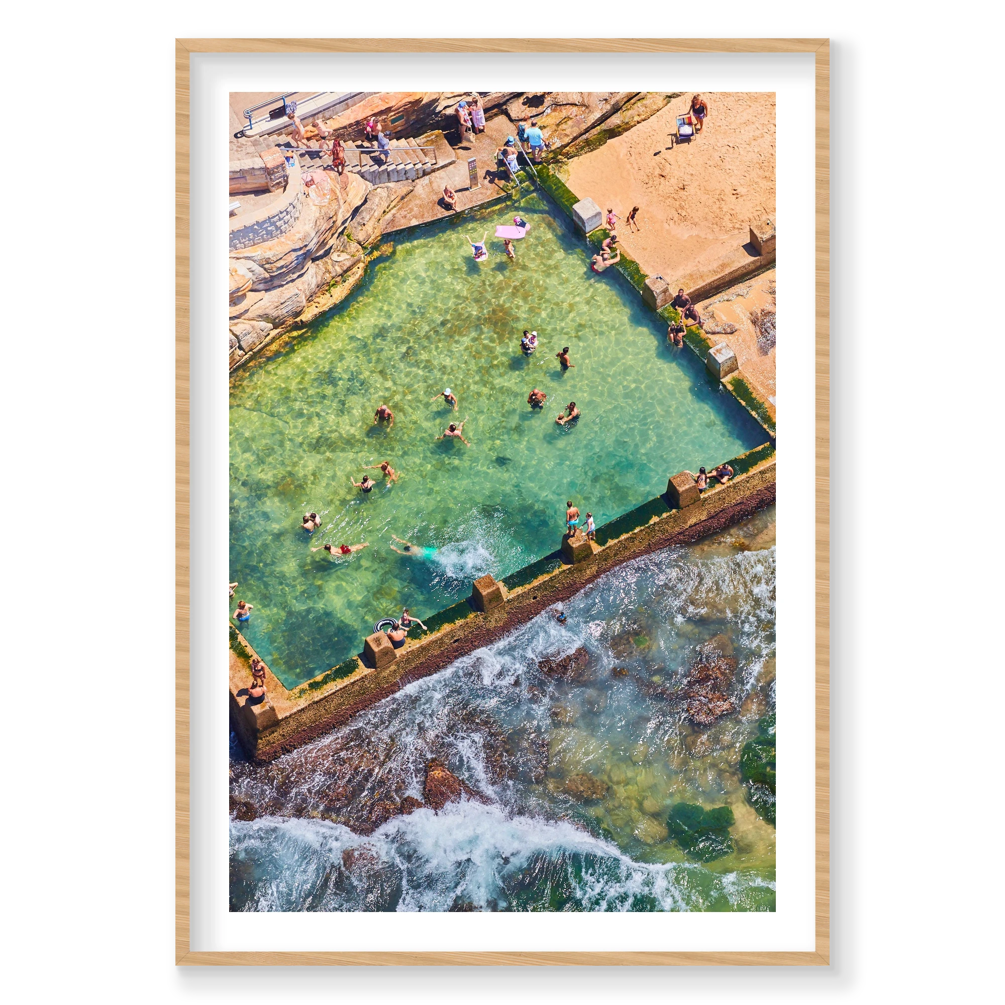 Coogee Ocean Pool, Vertical Print, natural Victorian Ash frame