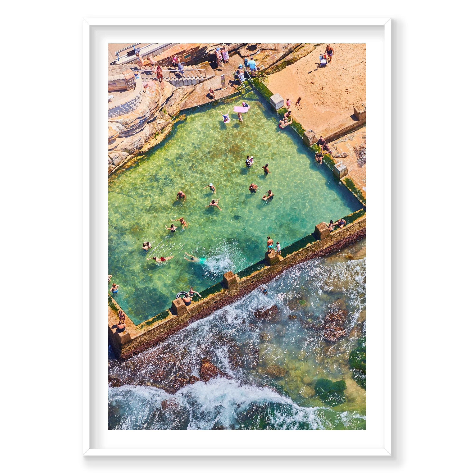 Coogee Ocean Pool, Vertical Print, white Victorian Ash frame