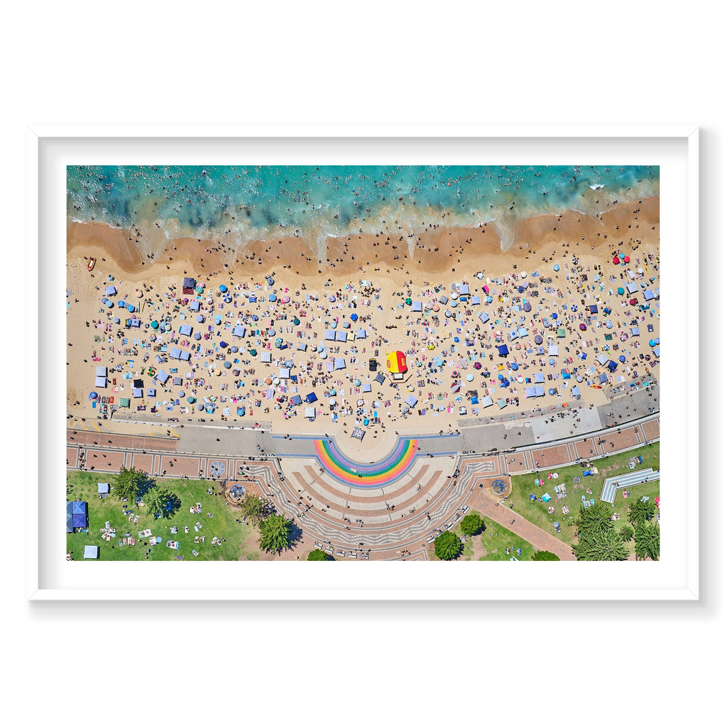 Coogee Rainbow, Horizontal Print, white Victorian Ash frame
