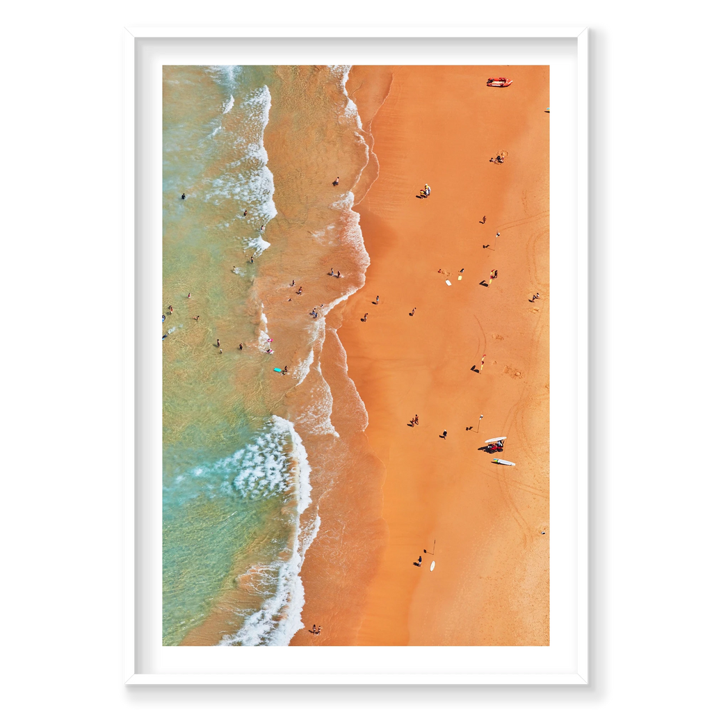 Curl Curl  Beach, Vertical Print, white Victorian Ash frame