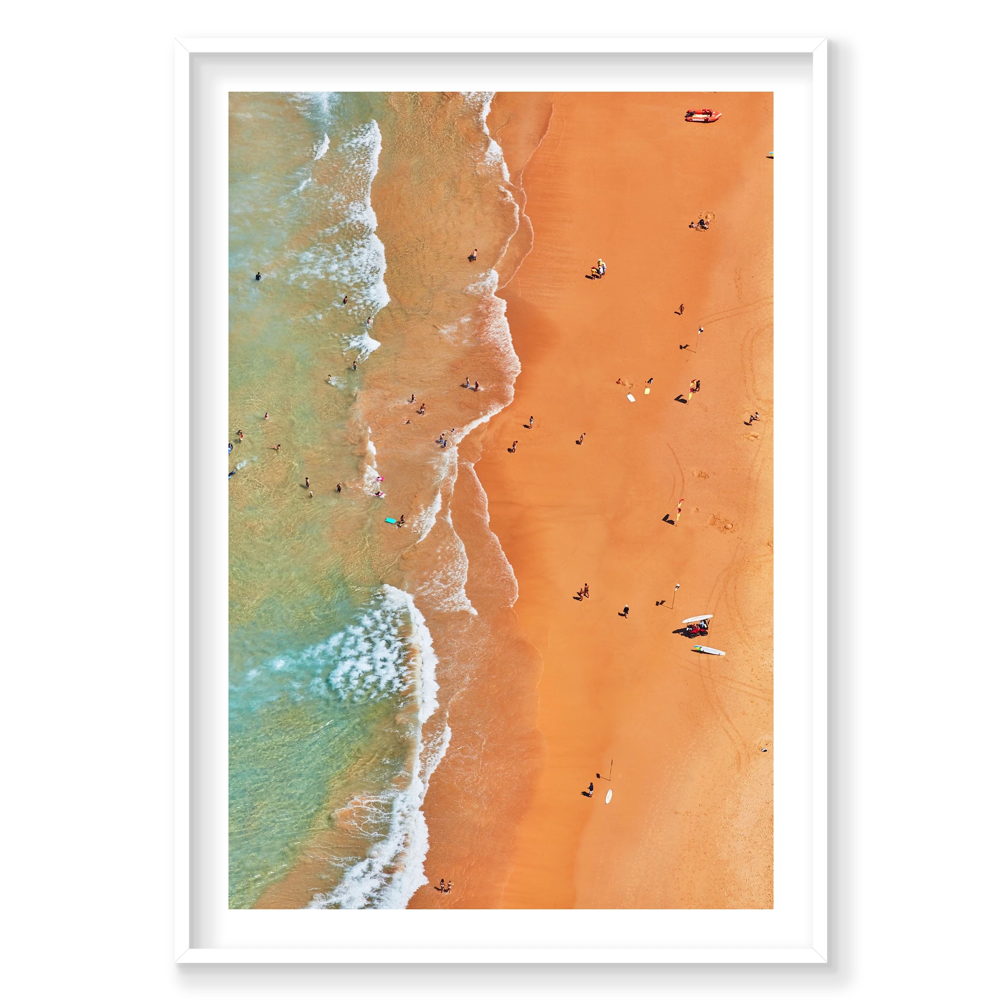 Curl Curl  Beach, Vertical Print, white Victorian Ash frame