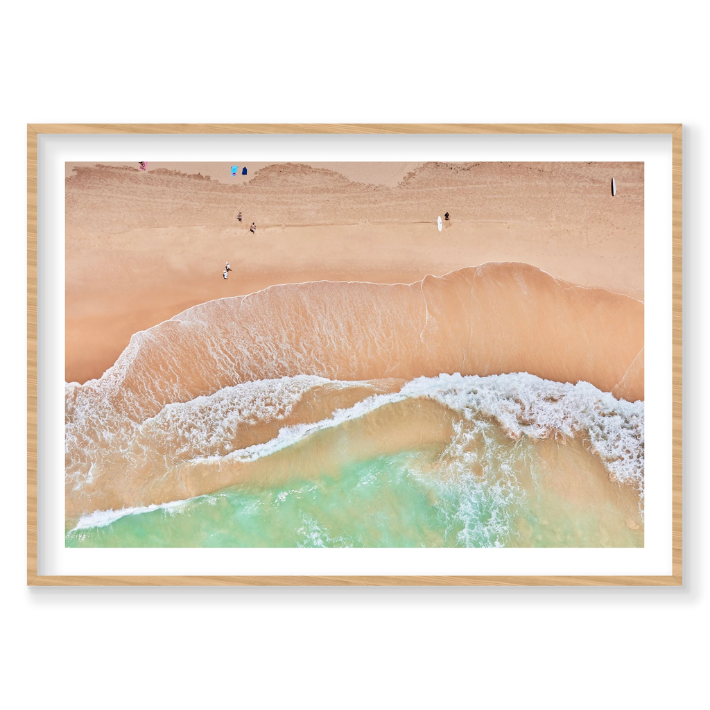 Curl Curl Beach, Horizontal Print, natural Victorian Ash frame