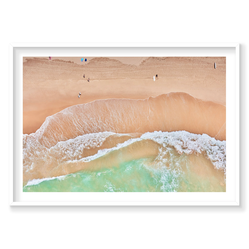 Curl Curl Beach, Horizontal Print, white Victorian Ash frame