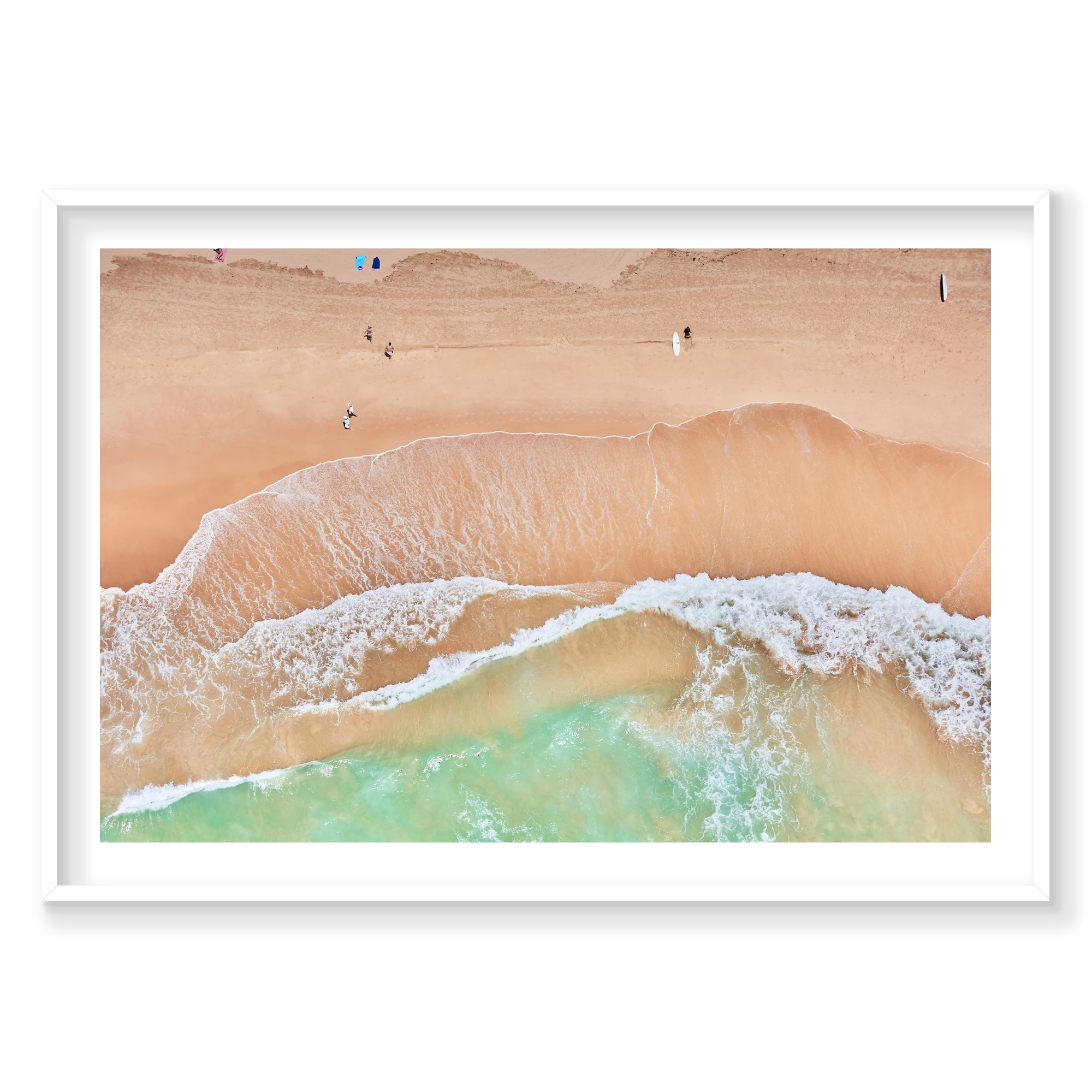Curl Curl Beach, Horizontal Print, white Victorian Ash frame