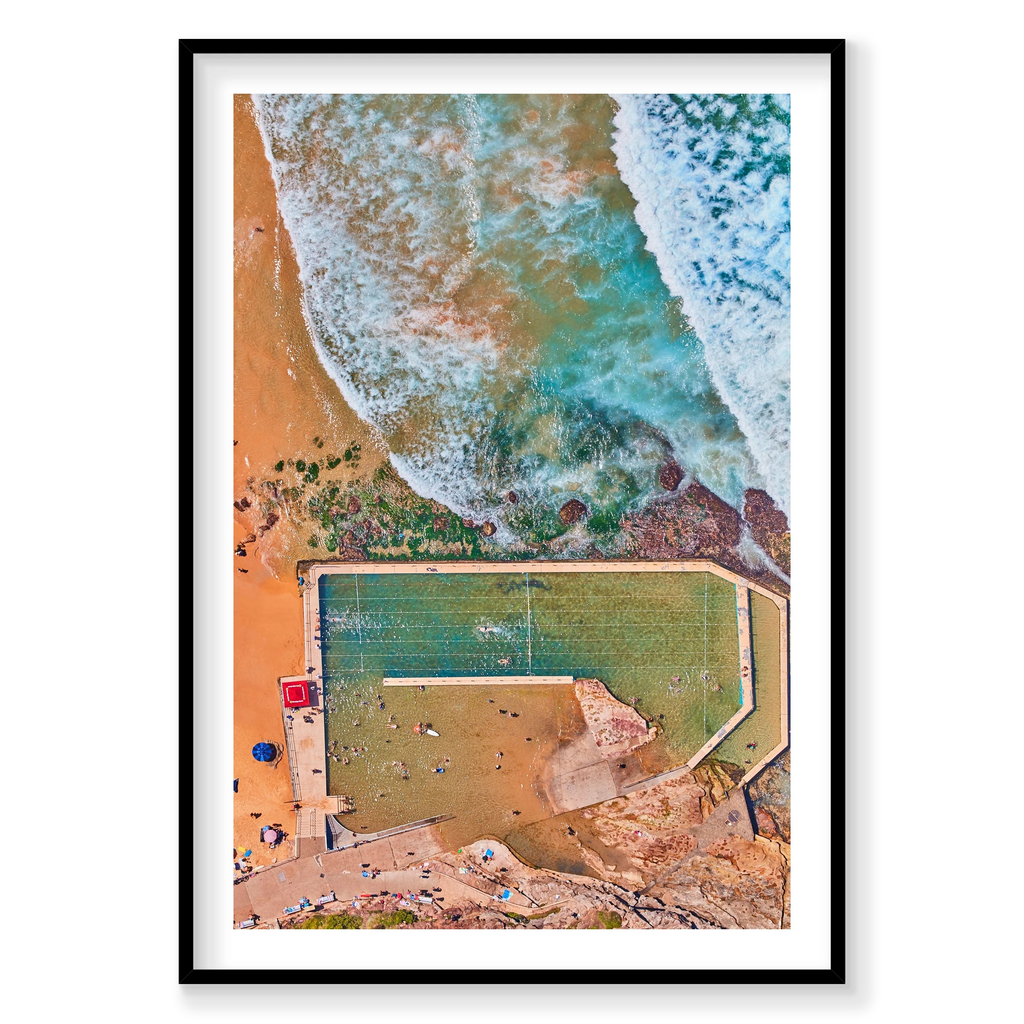 Curl Curl Pool, Vertical Print, black Victorian Ash frame