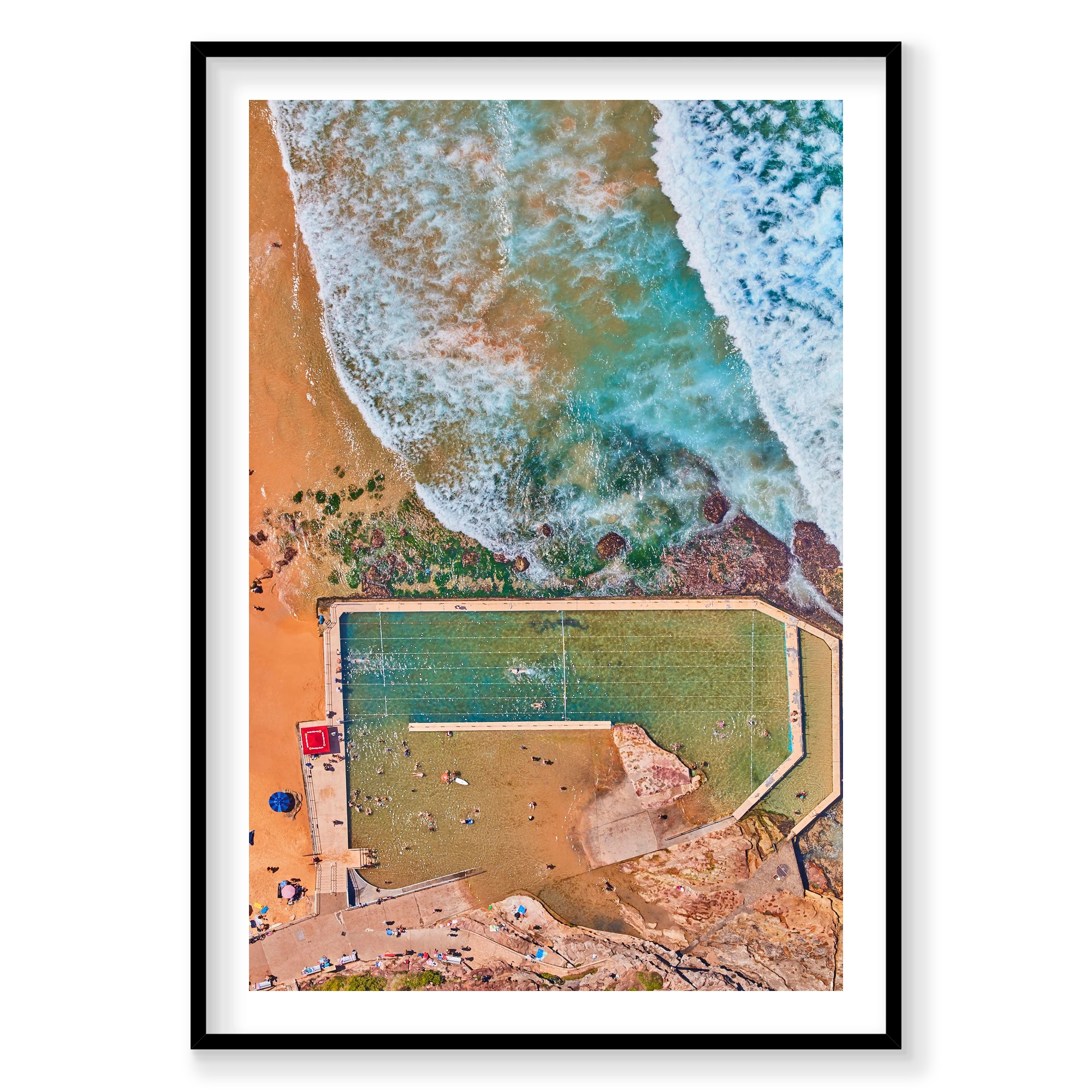 Curl Curl Pool, Vertical Print, black Victorian Ash frame