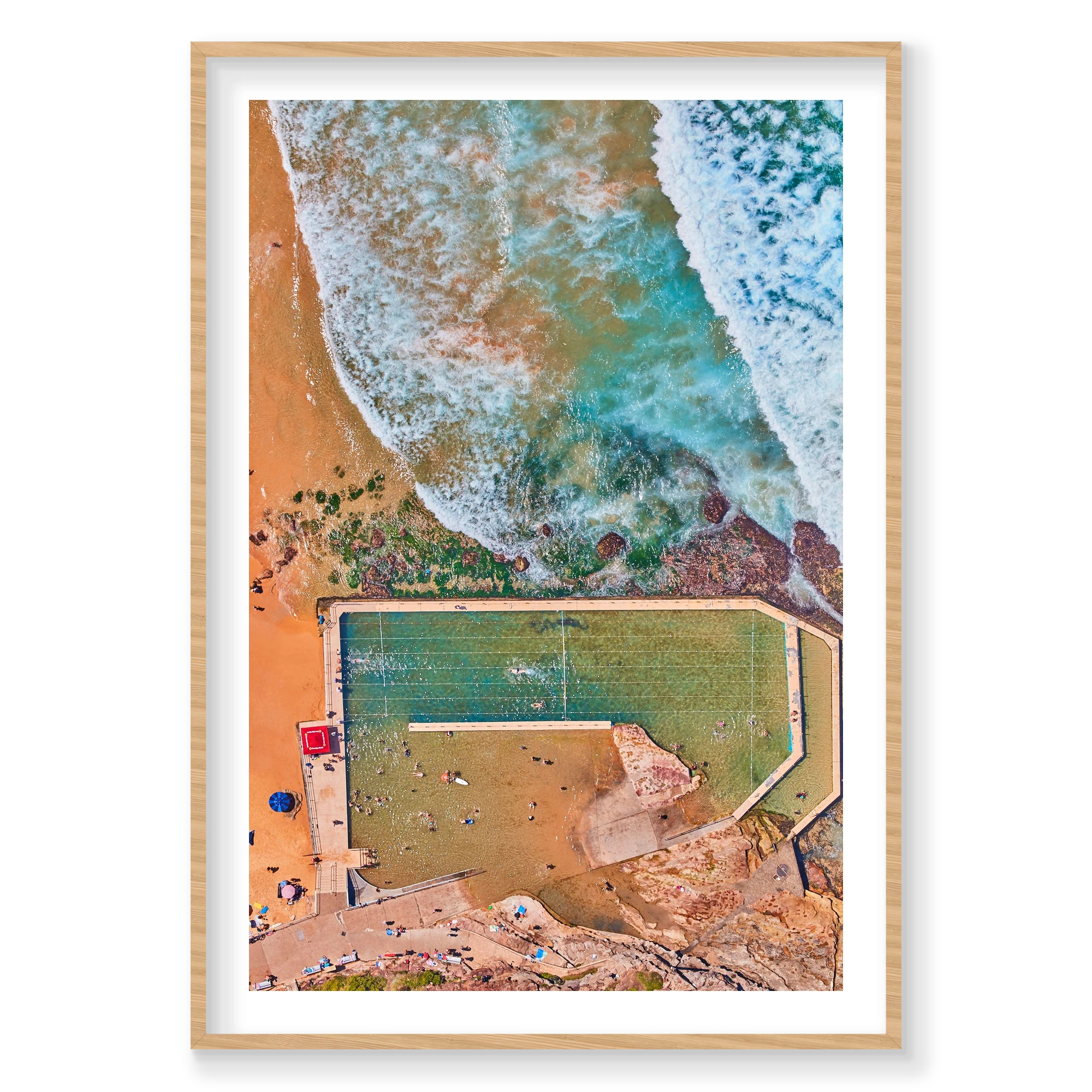 Curl Curl Pool, Vertical Print, natural Victorian Ash frame