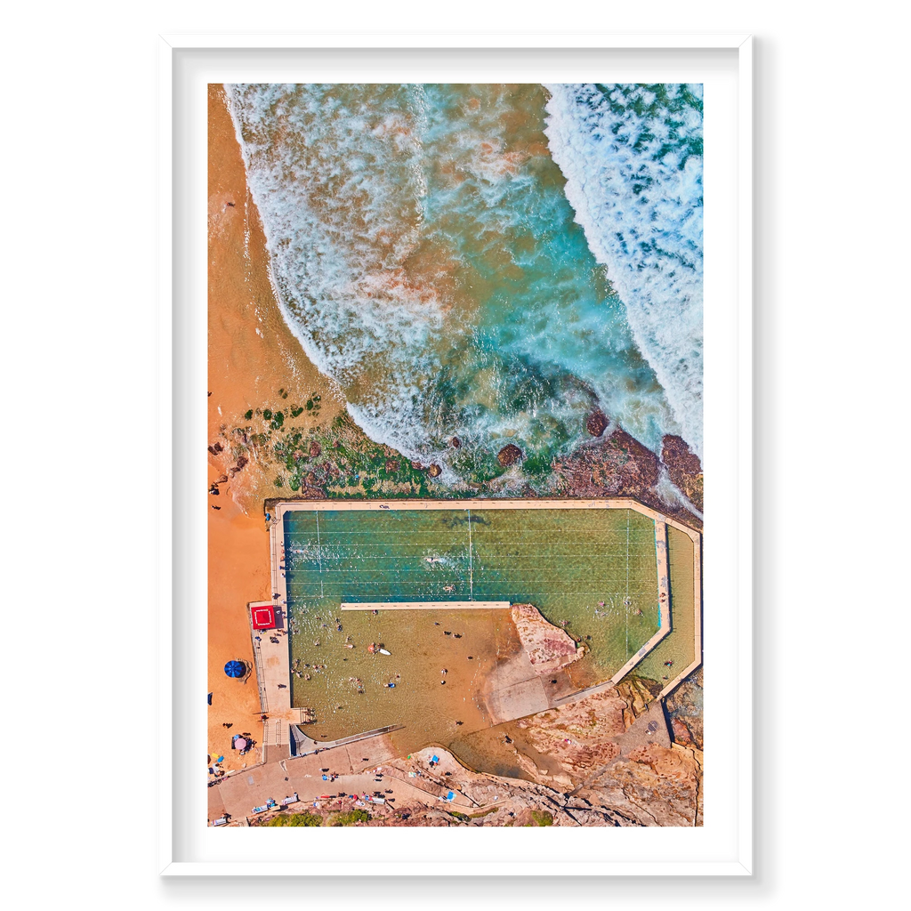 Curl Curl Pool, Vertical Print, white Victorian Ash frame