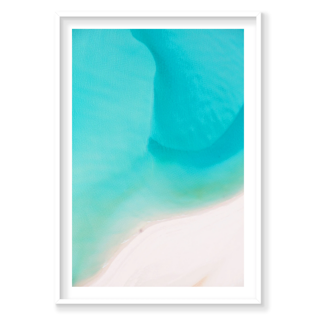 Currents, Whitehaven Beach, Vertical Print, white Victorian Ash frame