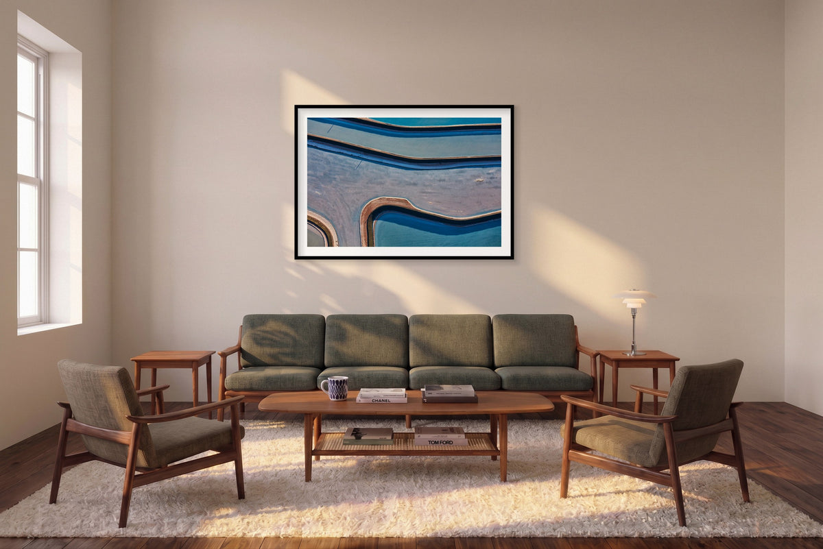 Curvature, Moab, Landscape Print shown framed in a living room