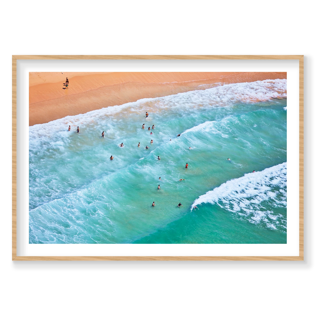 Dee Why Beach, Horizontal Print, natural Victorian Ash frame