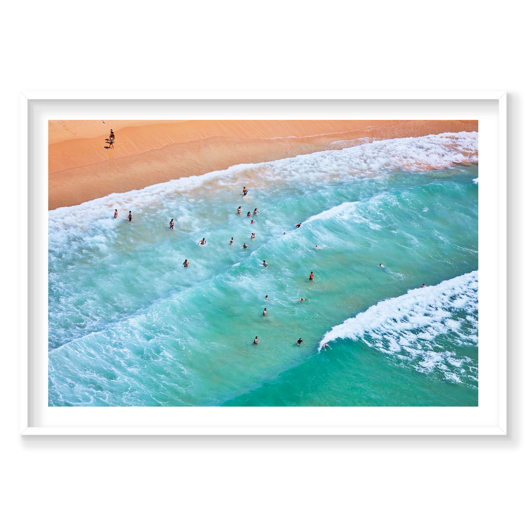 Dee Why Beach, Horizontal Print, white Victorian Ash frame