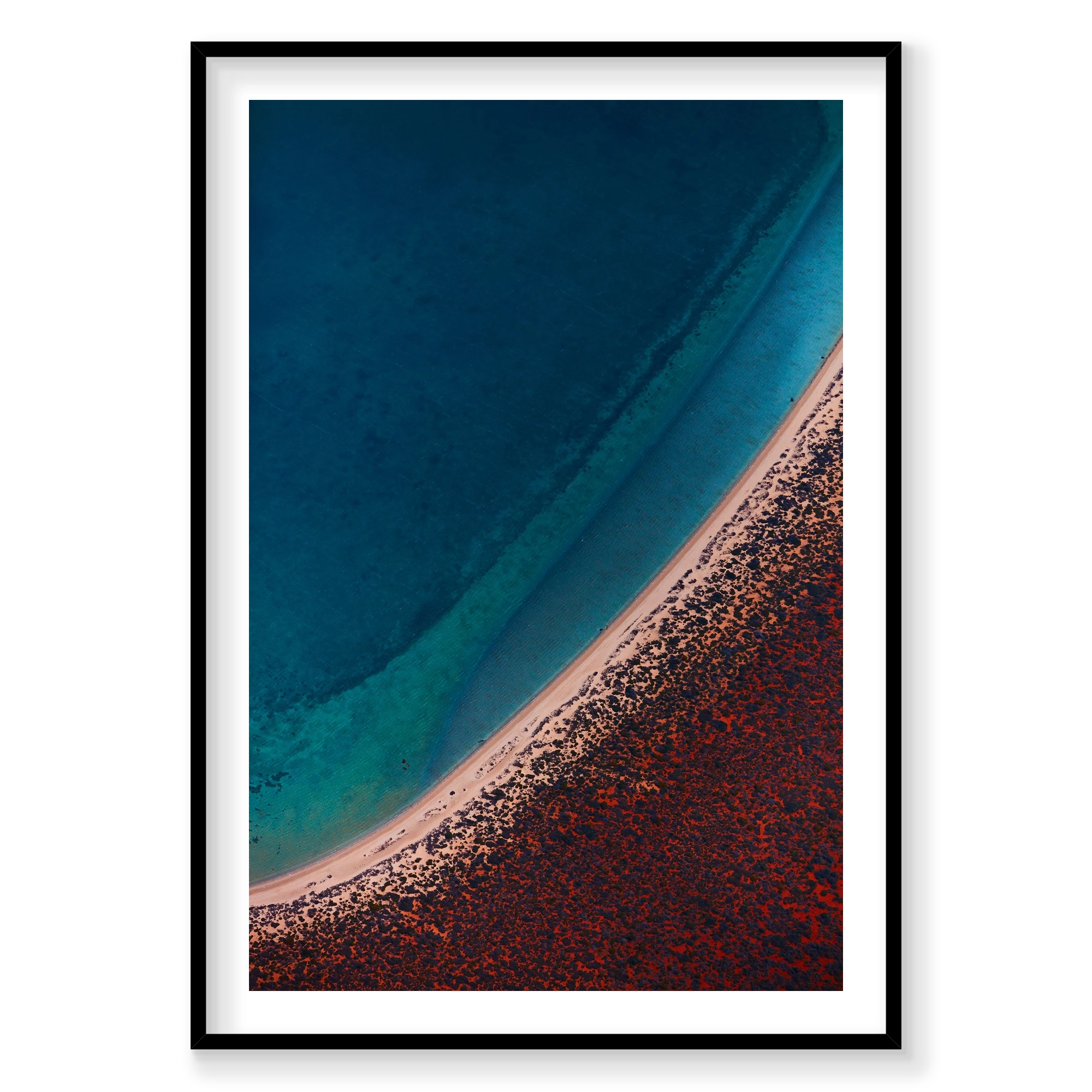 Deep Waters, Shark Bay, Vertical Print, black Victorian Ash frame