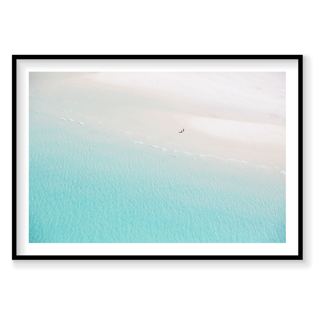 Deserted, Whitehaven Beach, Horizontal Print, black Victorian Ash frame