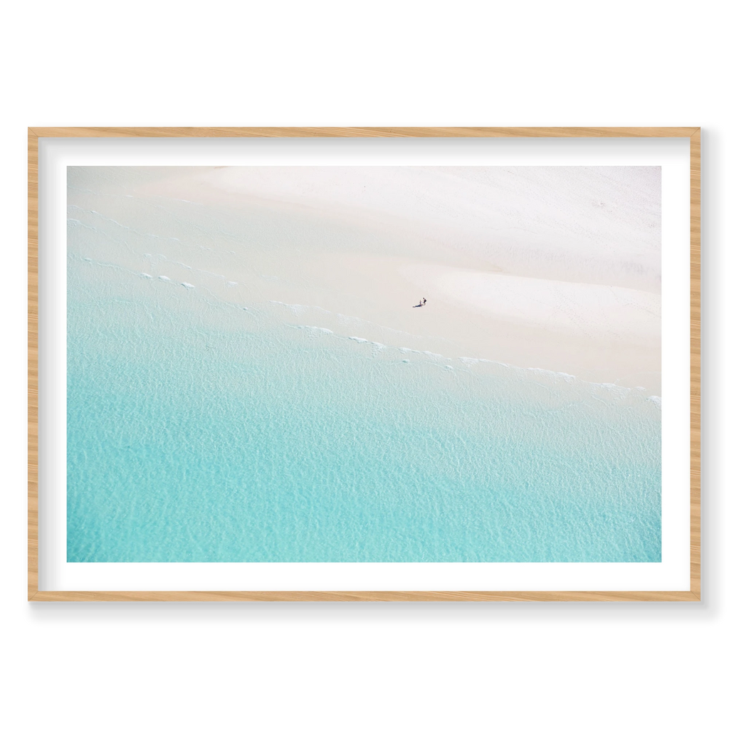 Deserted, Whitehaven Beach, Horizontal Print, natural Victorian Ash frame