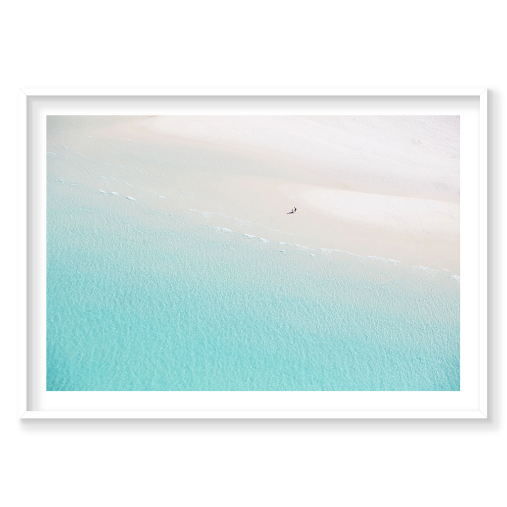 Deserted, Whitehaven Beach, Horizontal Print, white Victorian Ash frame