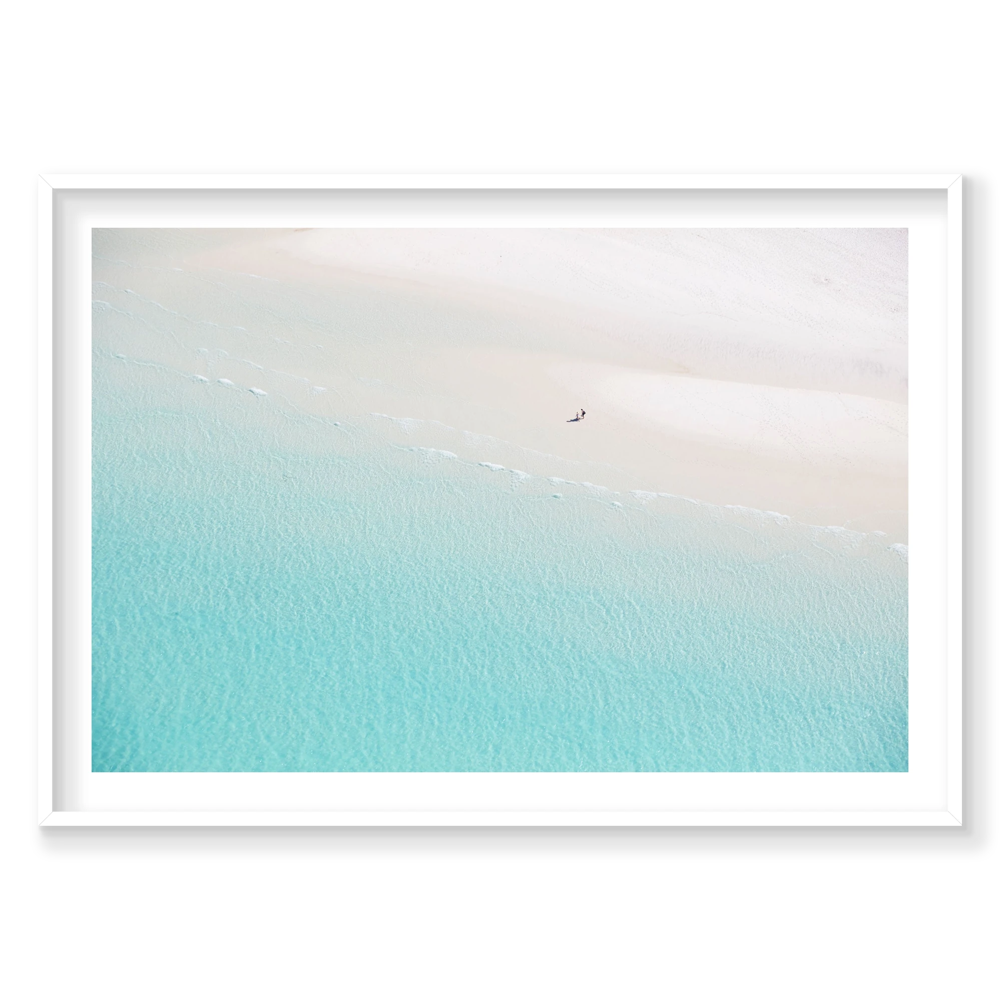 Deserted, Whitehaven Beach, Horizontal Print, white Victorian Ash frame