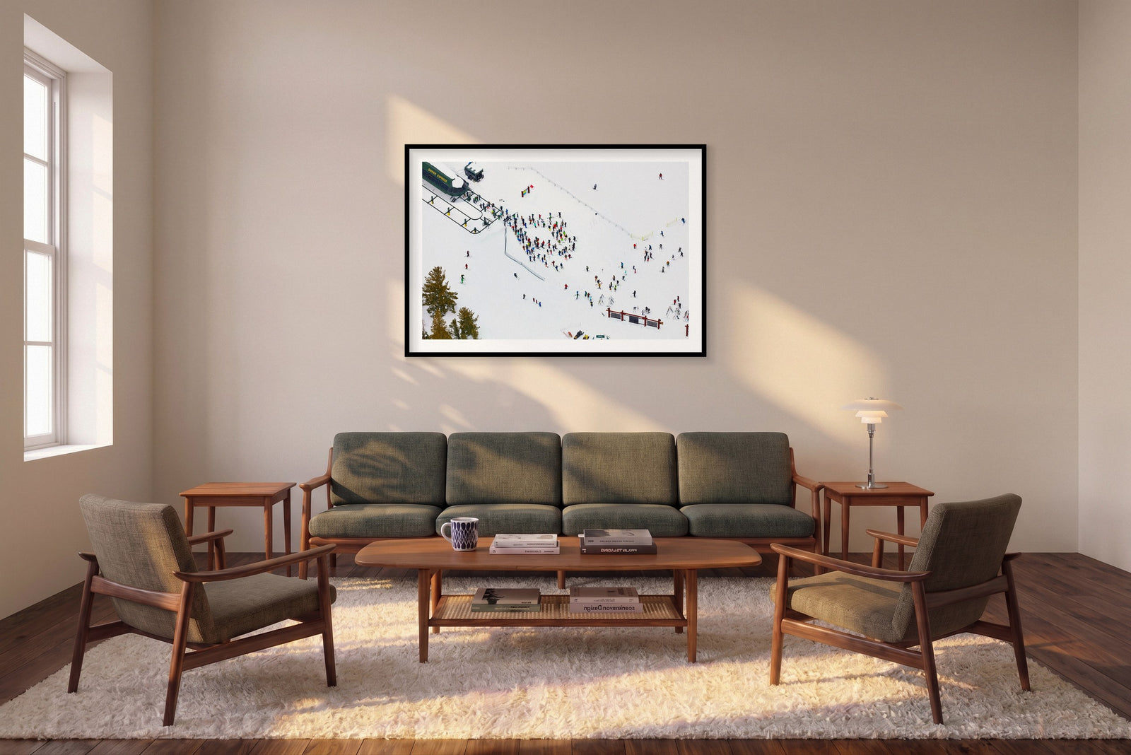 Dipper Express, Lake Tahoe, Horizontal Print shown framed in a living room