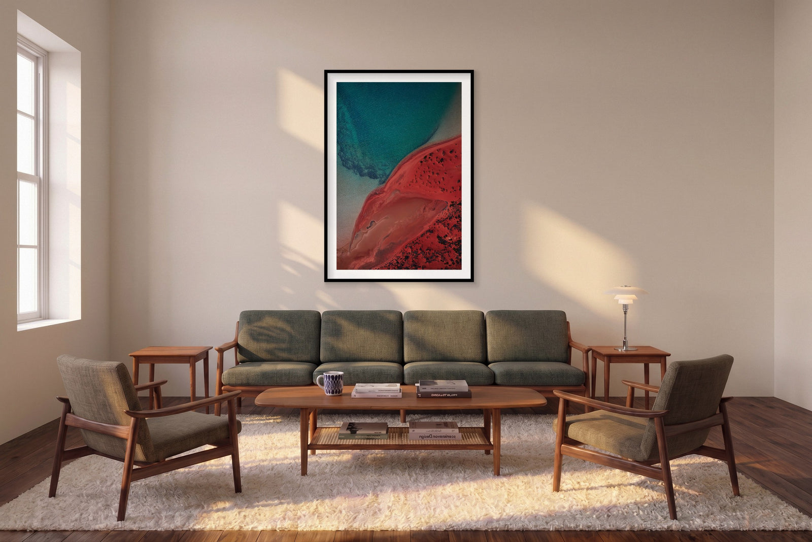 Eagle, Shark Bay, Vertical Print shown framed in a living room