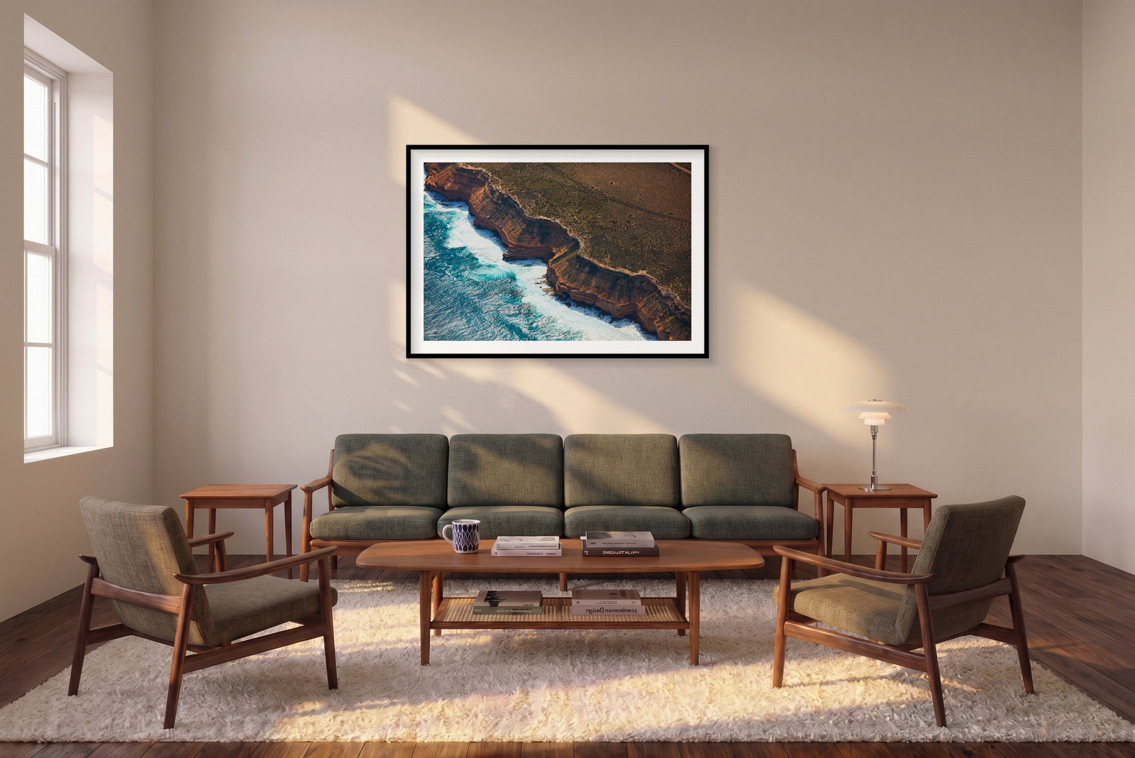 Edgercliff, Kalbarri, Horizontal Print shown framed in a living room