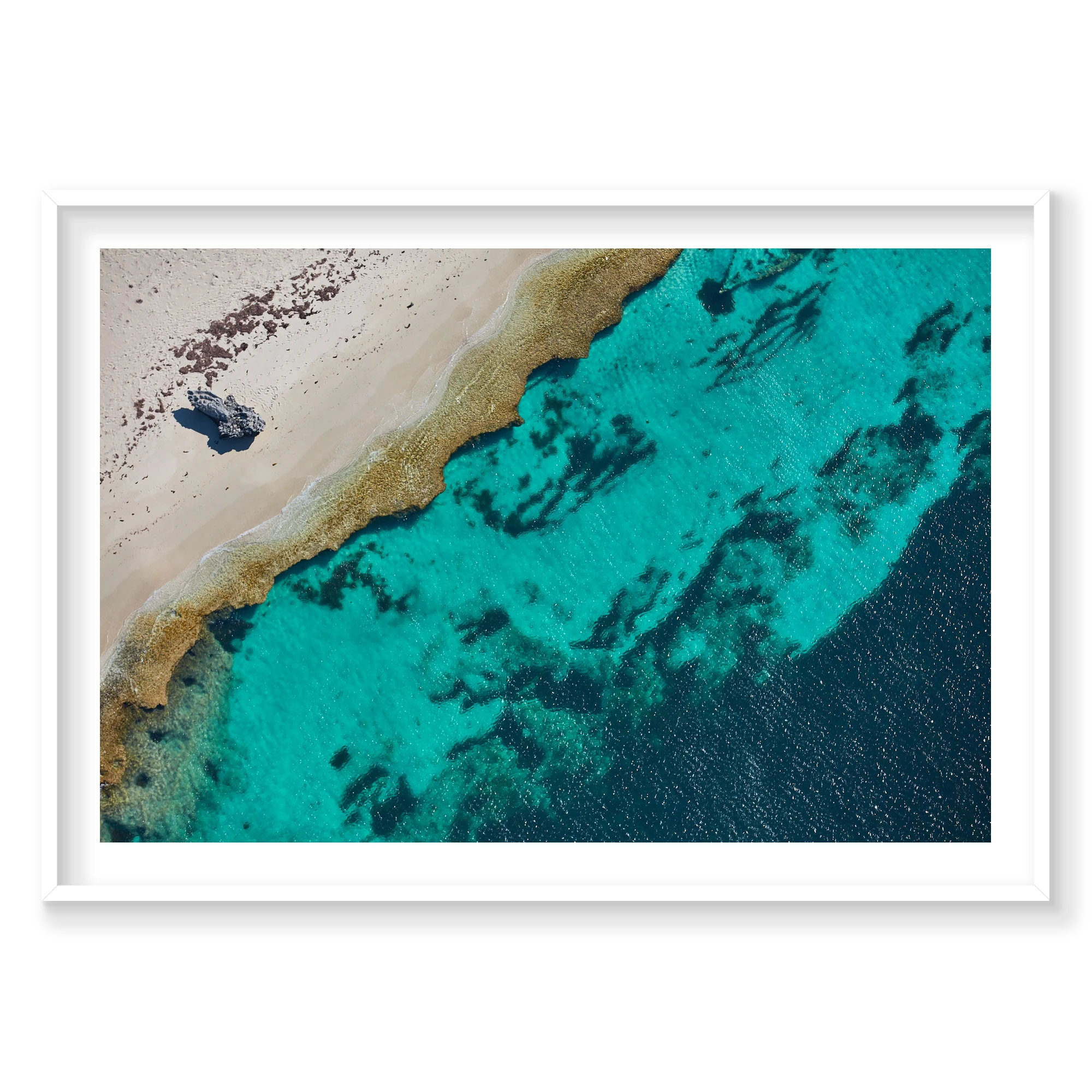 Eroded, Rottnest Island, WA, Horizontal Print, white Victorian Ash frame
