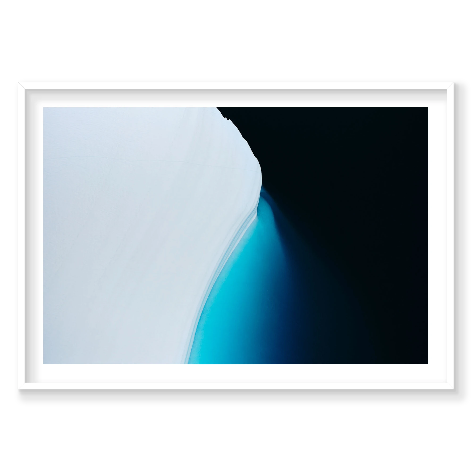 Fade To Black, Greenland, Horizontal Print, white Victorian Ash frame