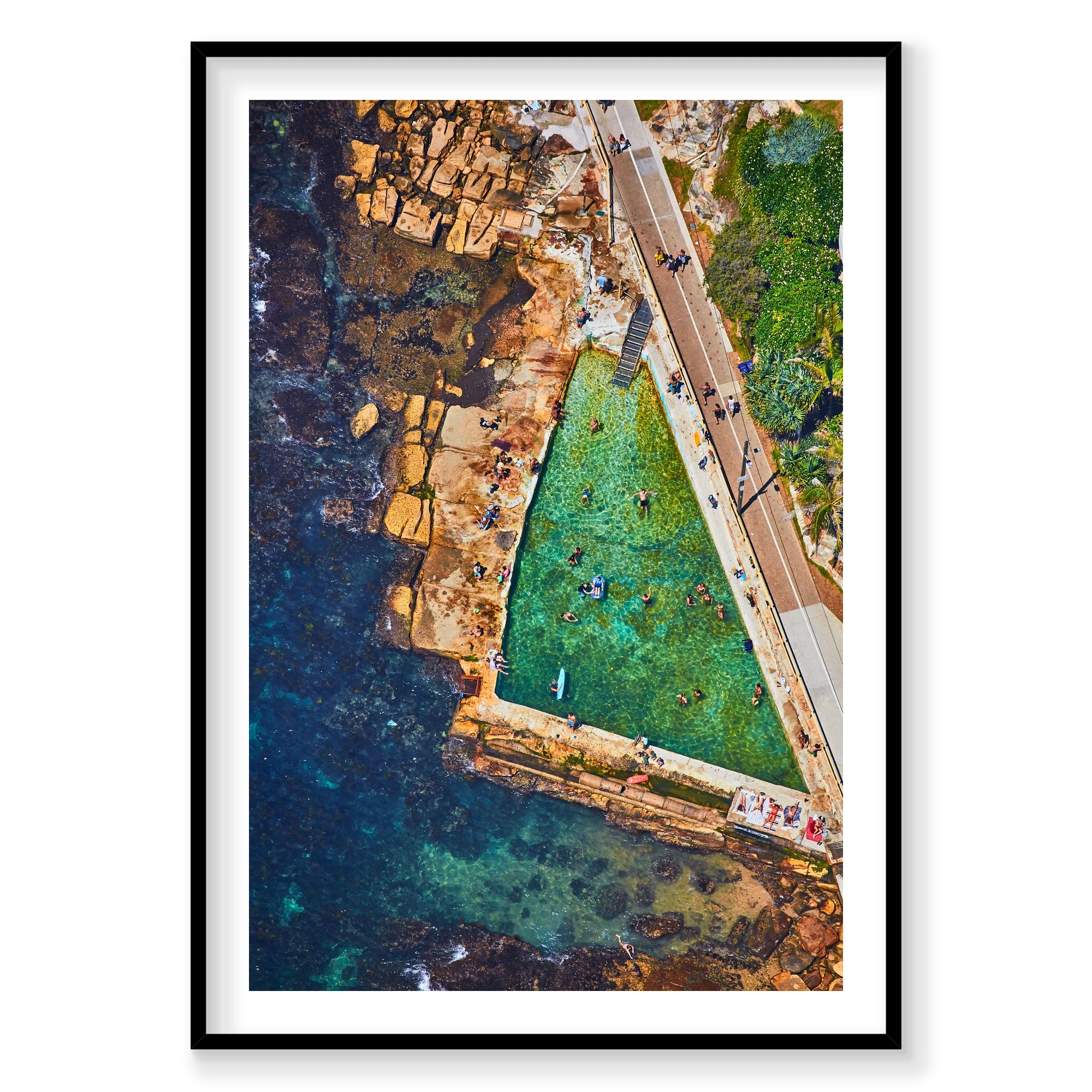 Fairy Bower Rock Pool, Vertical Print, black Victorian Ash frame