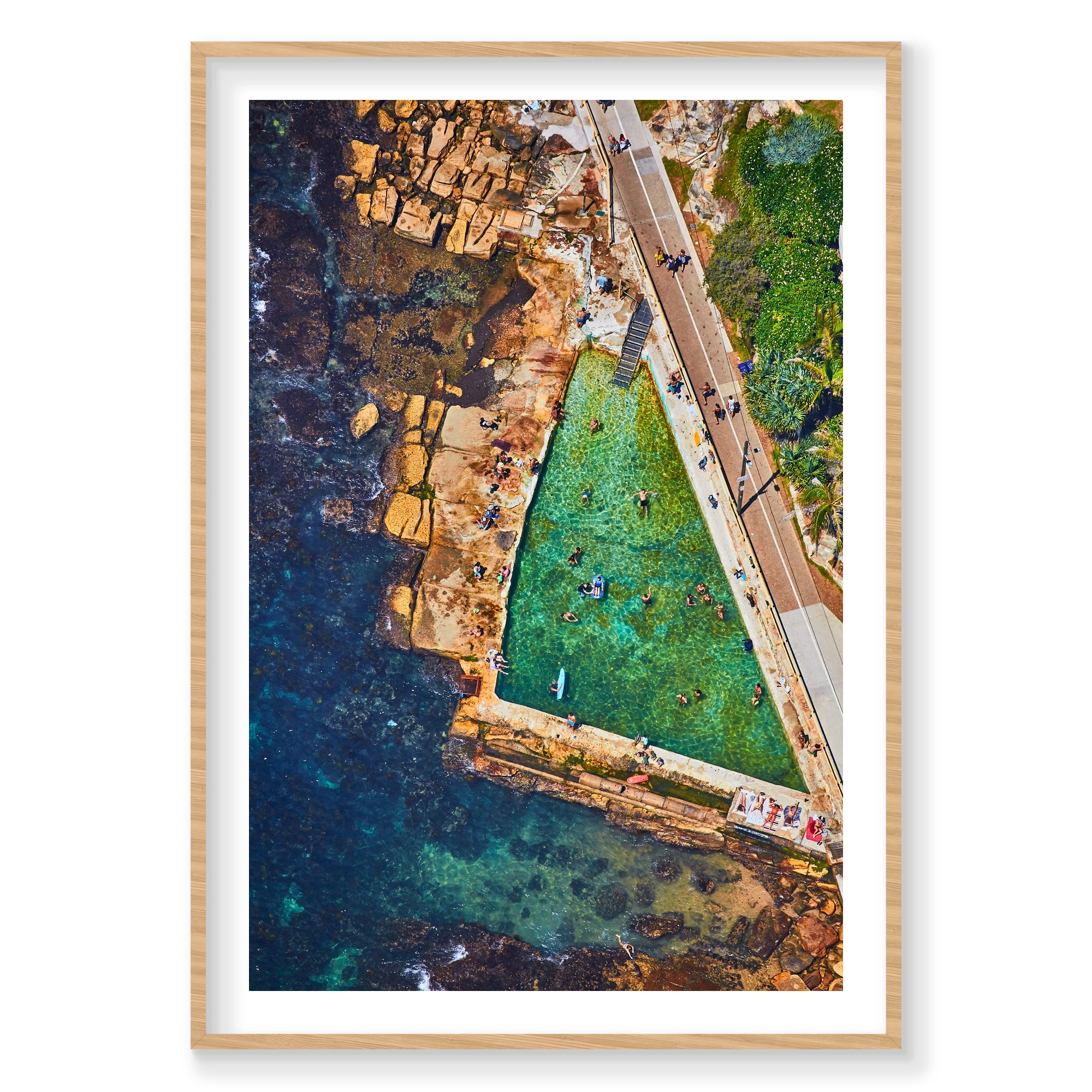 Fairy Bower Rock Pool, Vertical Print, natural Victorian Ash frame