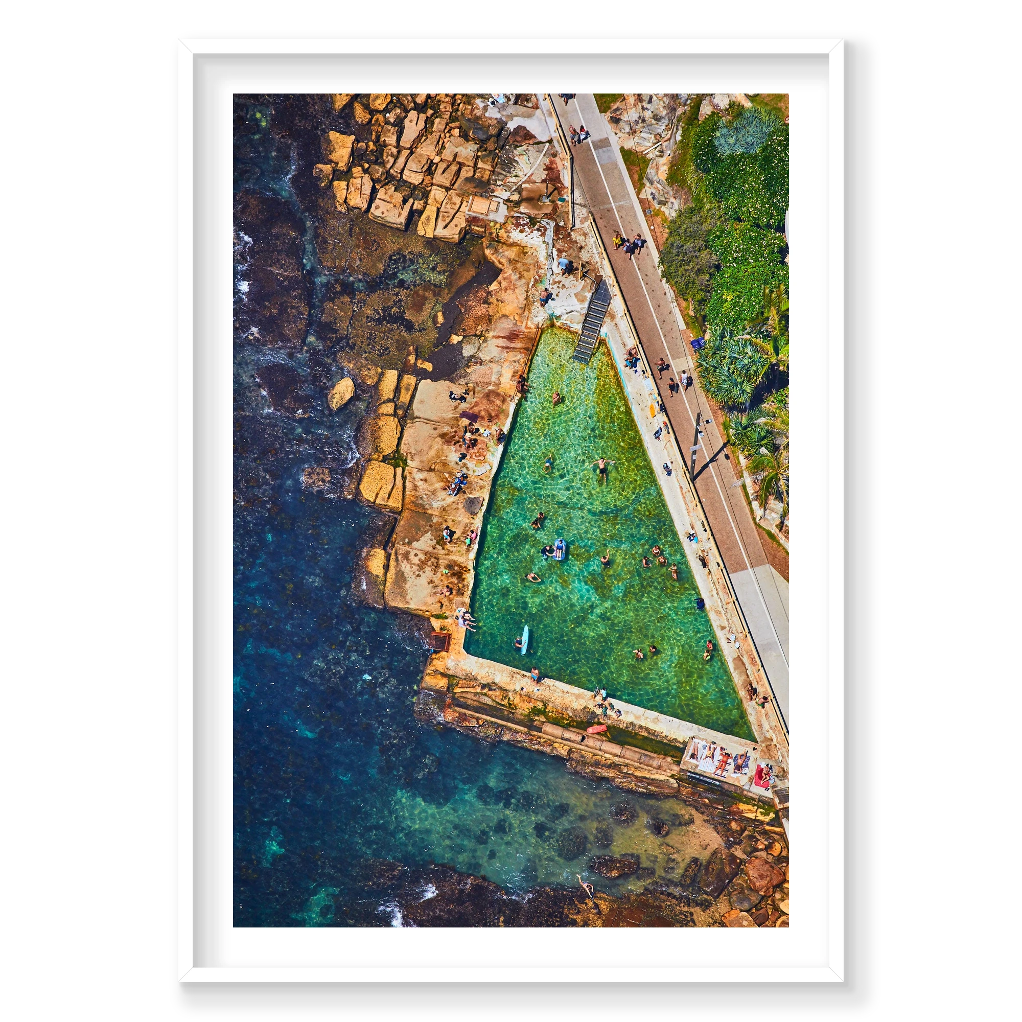 Fairy Bower Rock Pool, Vertical Print, white Victorian Ash frame