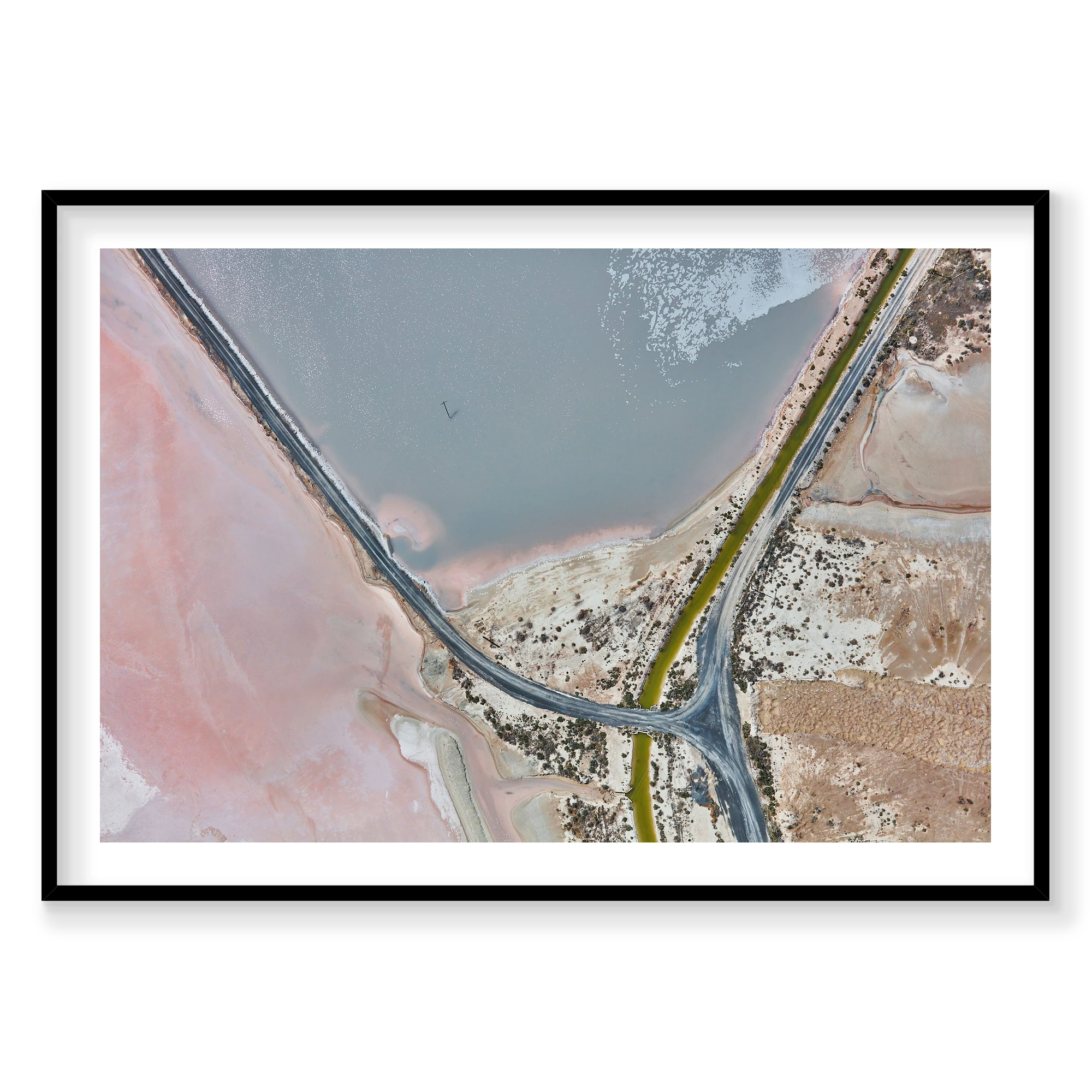 Flamingo, Great Salt Lake, Horizontal Print, black Victorian Ash frame