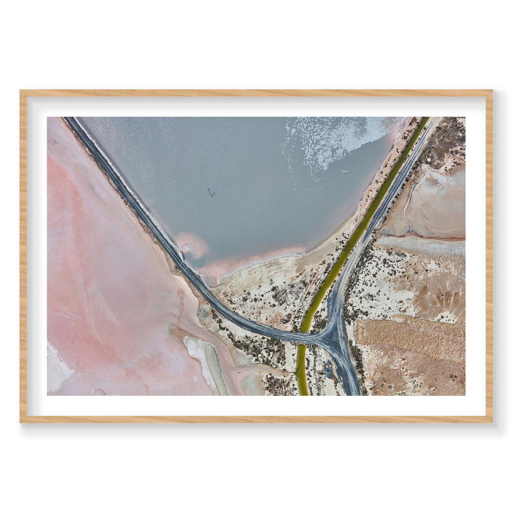 Flamingo, Great Salt Lake, Horizontal Print, natural Victorian Ash frame
