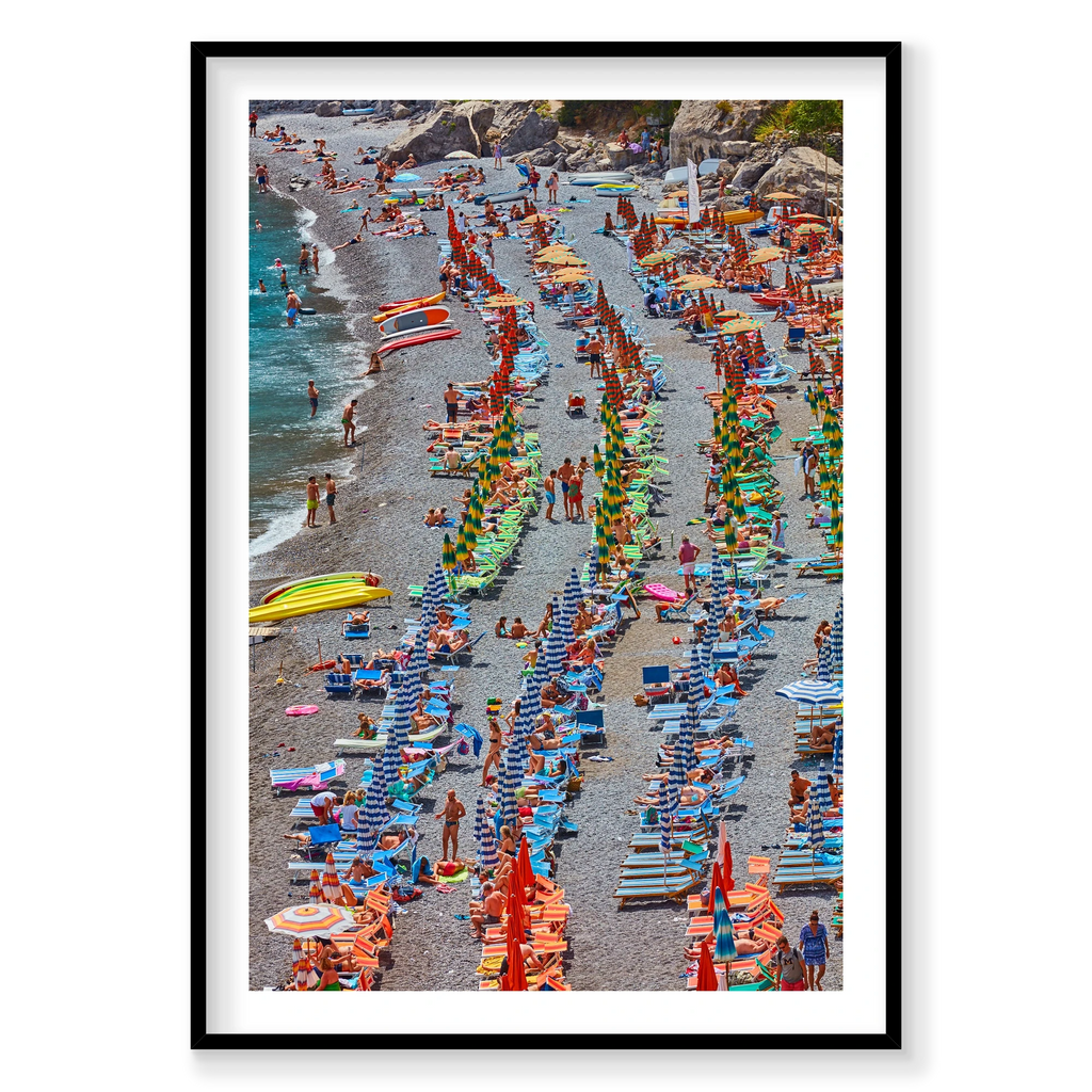 Fornillo Beach, Amalfi Coast, Vertical Print, black Victorian Ash frame