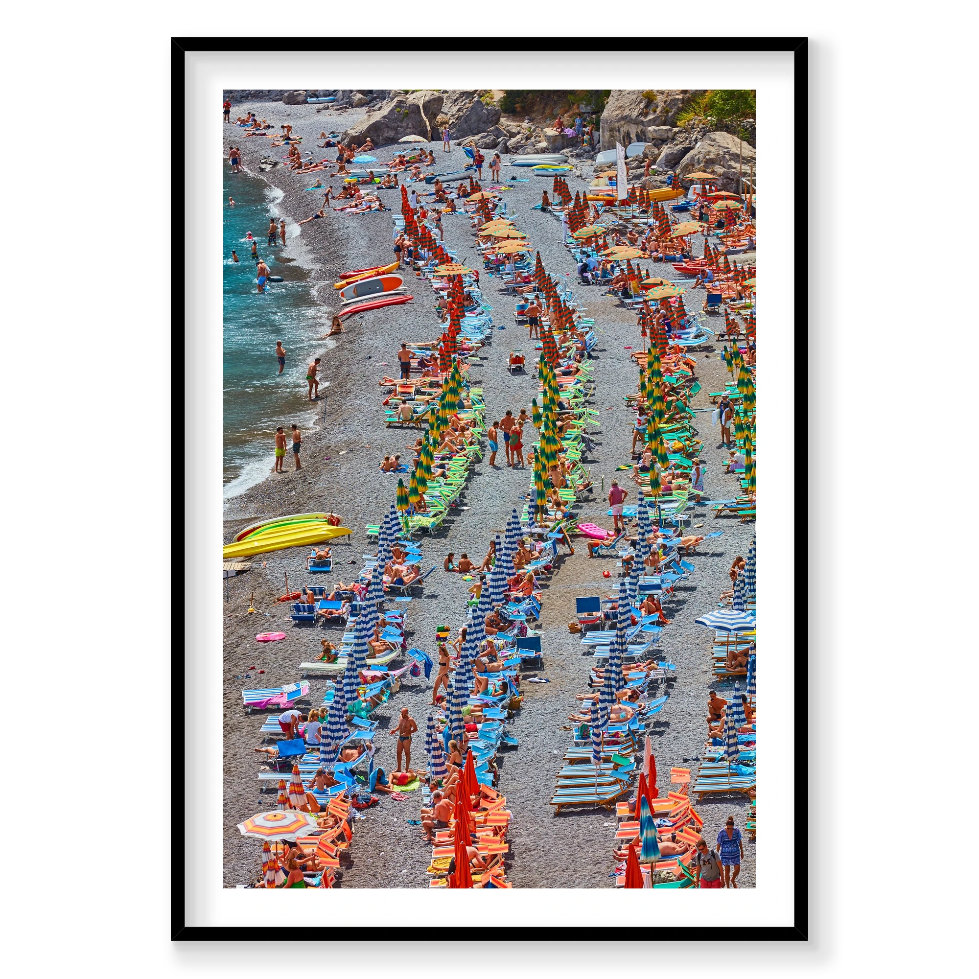 Fornillo Beach, Amalfi Coast, Vertical Print, black Victorian Ash frame